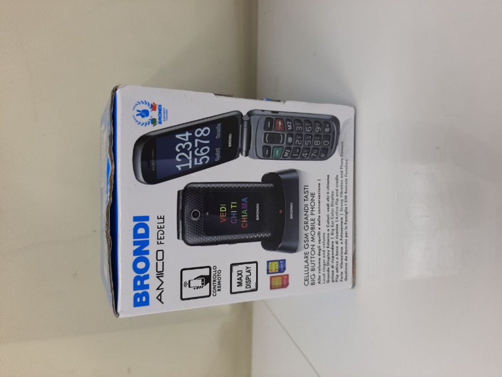 RRP £65.00 Brondi Amico Fedele, Telefono cellulare GSM per anziani con tasti grandi, tasto SOS e