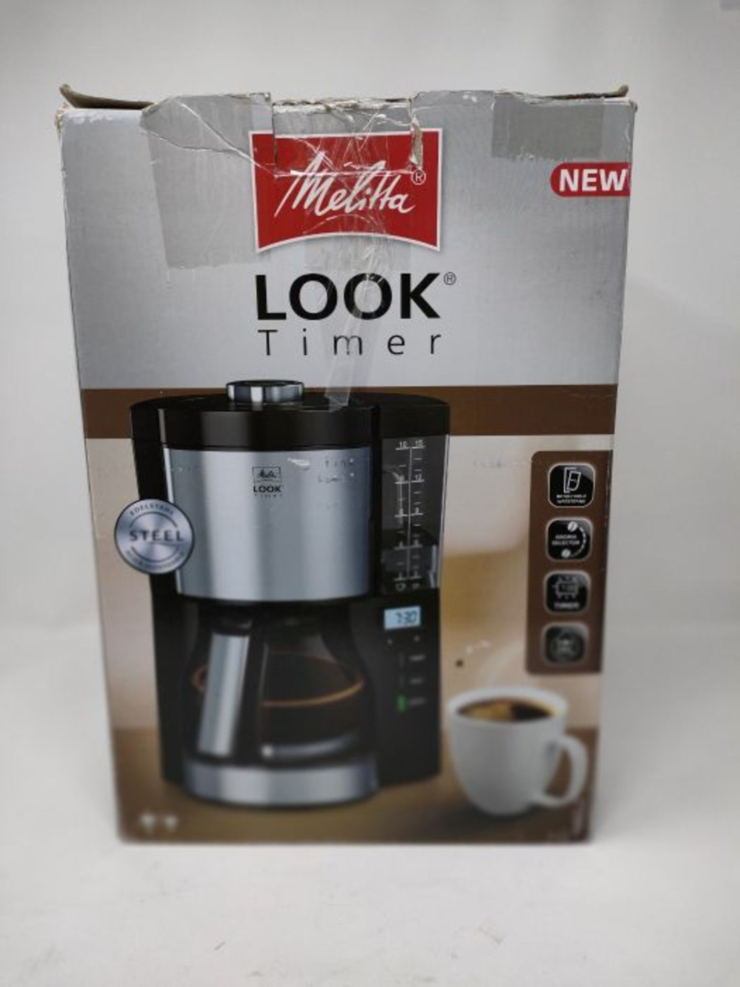 RRP £64.00 Melitta Filter Coffee Machine, Look V Timer Model, Art. No. 6766591, Stainless Steel, - Image 2 of 3