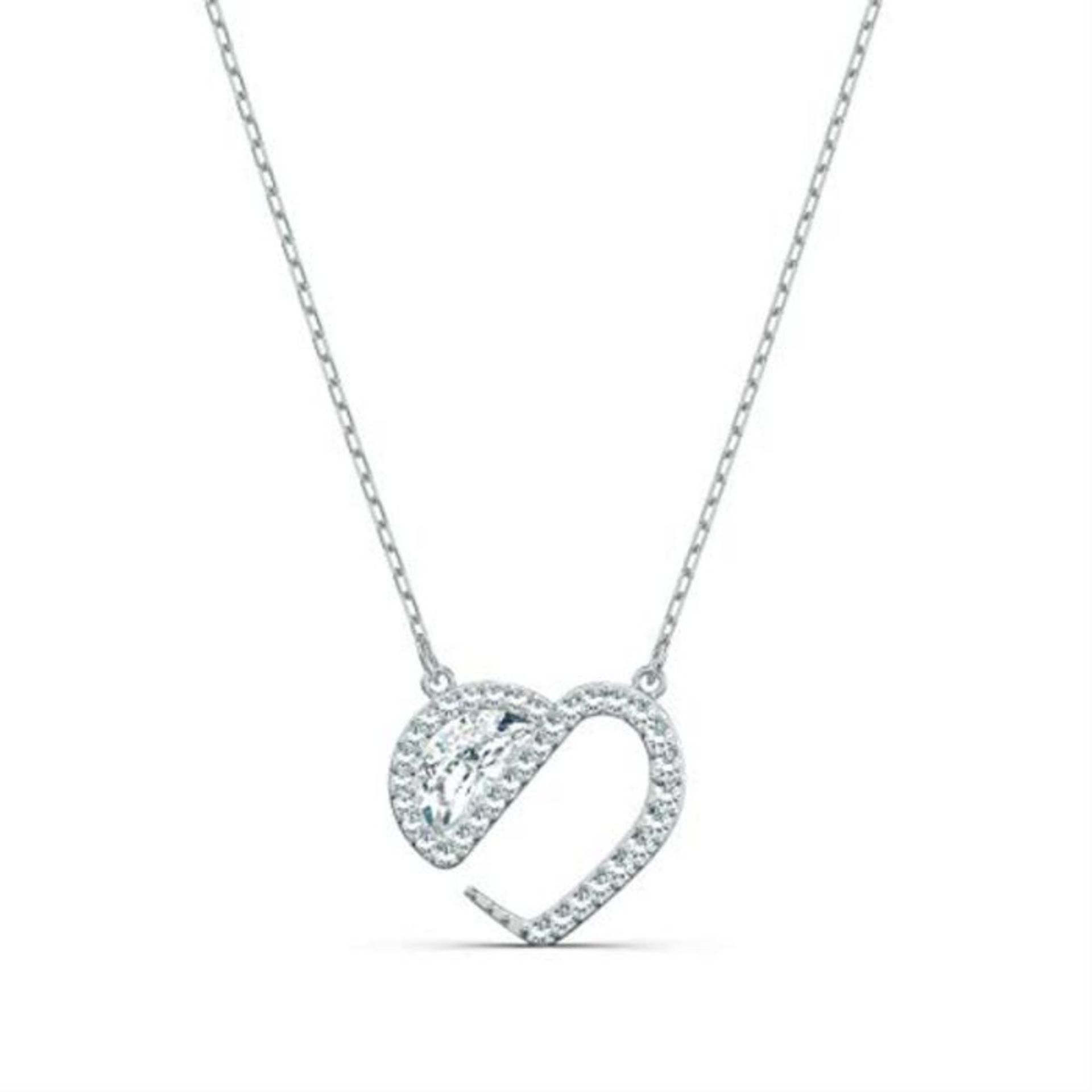 RRP £91.00 [INCOMPLETE] Swarovski Hear Heart Halskette, Rhodinierte Damenhalskette mit Herz-Anhä