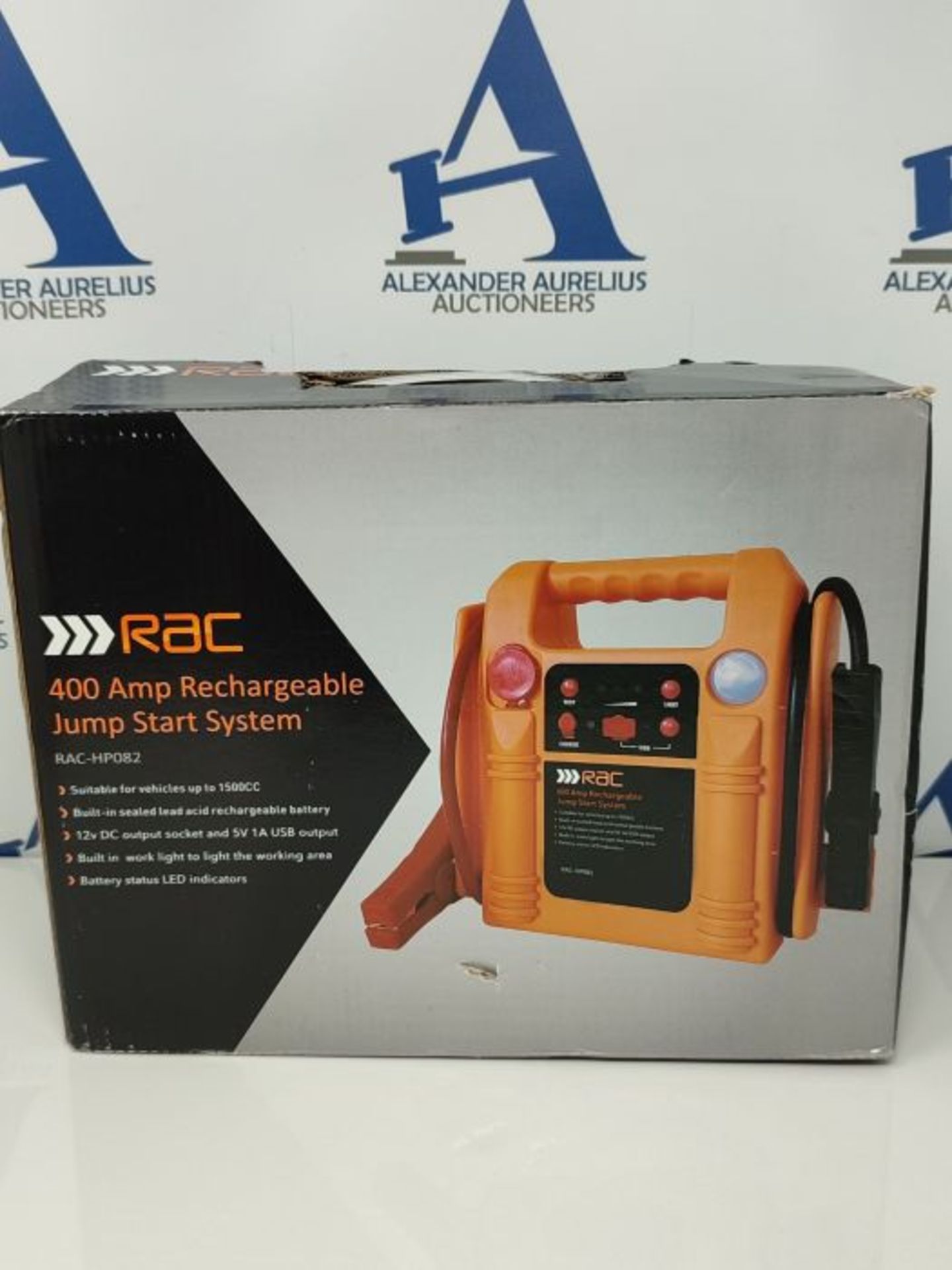 RRP £54.00 RAC 400 Amp Rechargeable Jump Start System HP082 - For Car Batteries up to 1500cc, Ora - Image 2 of 3