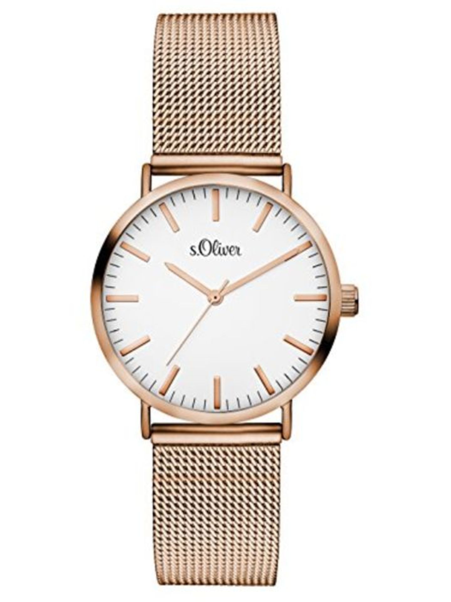 RRP £96.00 [INCOMPLETE] s.Oliver Damen Analog Quarz Armbanduhr mit Edelstahlarmband SO-3272-MQ