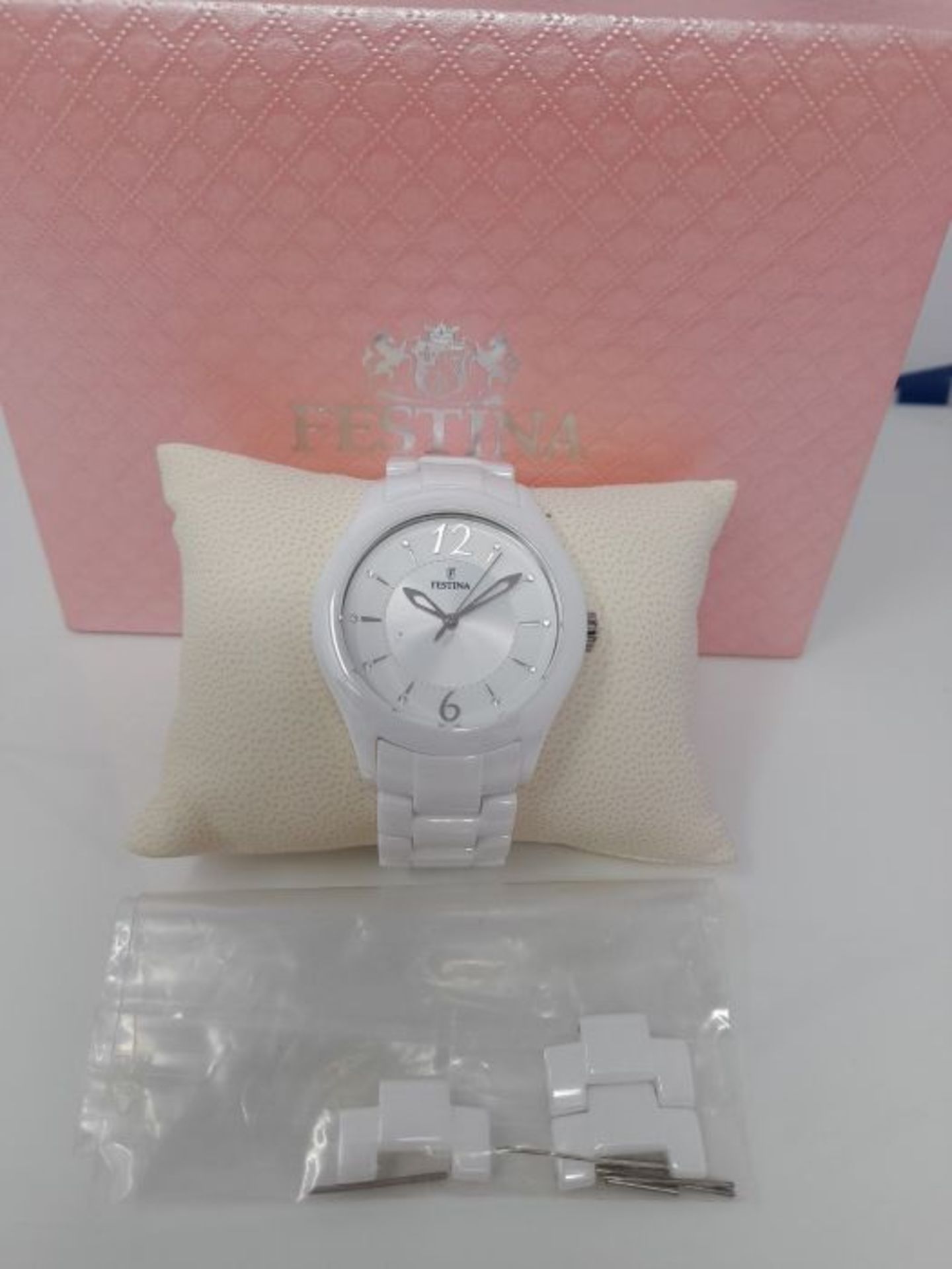 RRP £131.00 Festina Unisex Quartz Watch with White Dial Analogue Display and White Ceramic Bracele - Image 3 of 3
