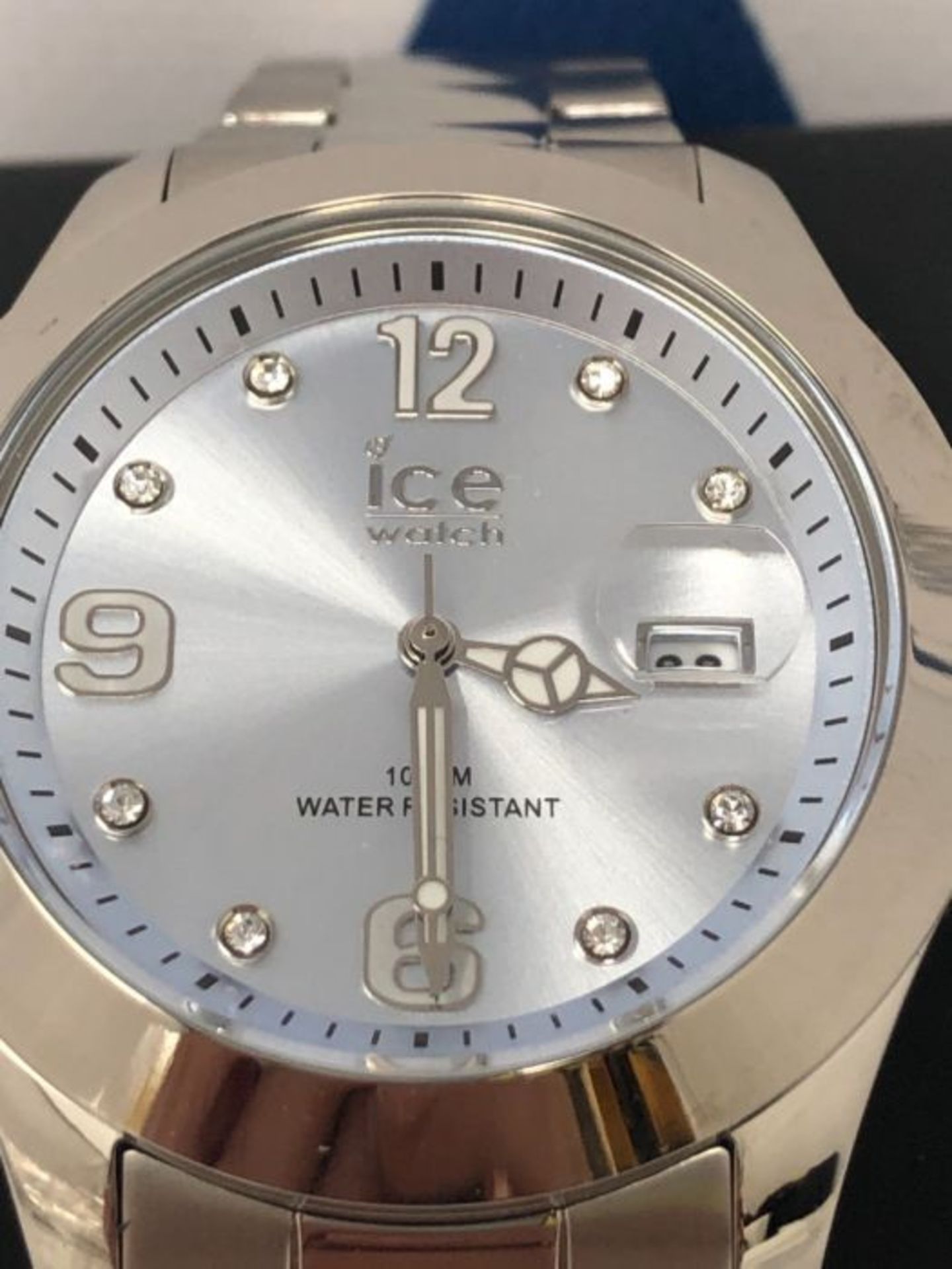 RRP £141.00 Ice-Watch - ICE steel Light blue with stones - Silbergraue Damenuhr mit Metallarmband - Image 3 of 3