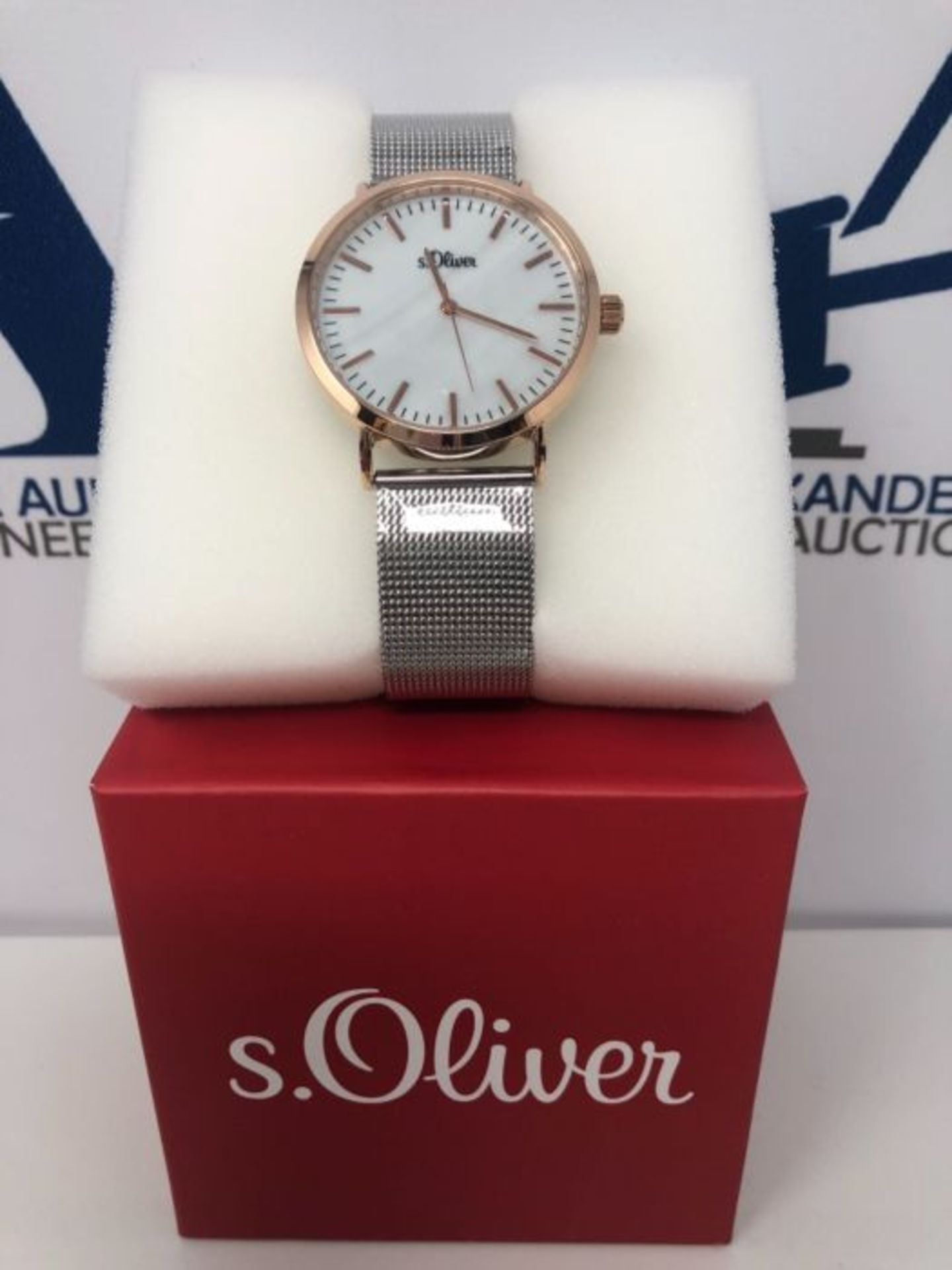 RRP £68.00 s.Oliver Damen Analog Quarz Uhr mit Edelstahl Armband SO-3669-MQ, Silber-IP RosÃ©gol - Image 2 of 3