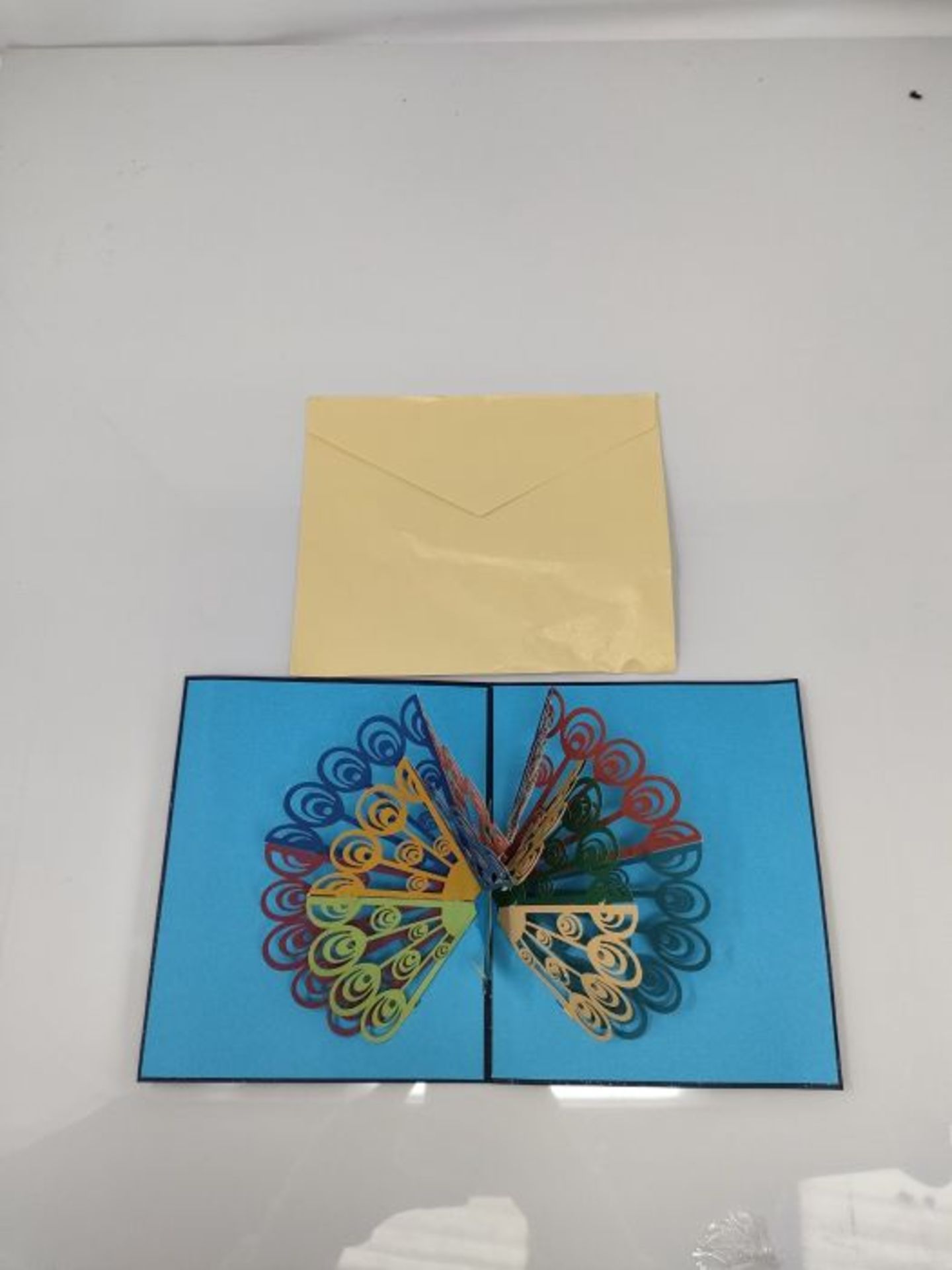 SJUNJIE 3D Pop-up Peacock Greeting Cards Handmade Cards for Birthday Wedding Invitatio - Image 3 of 3