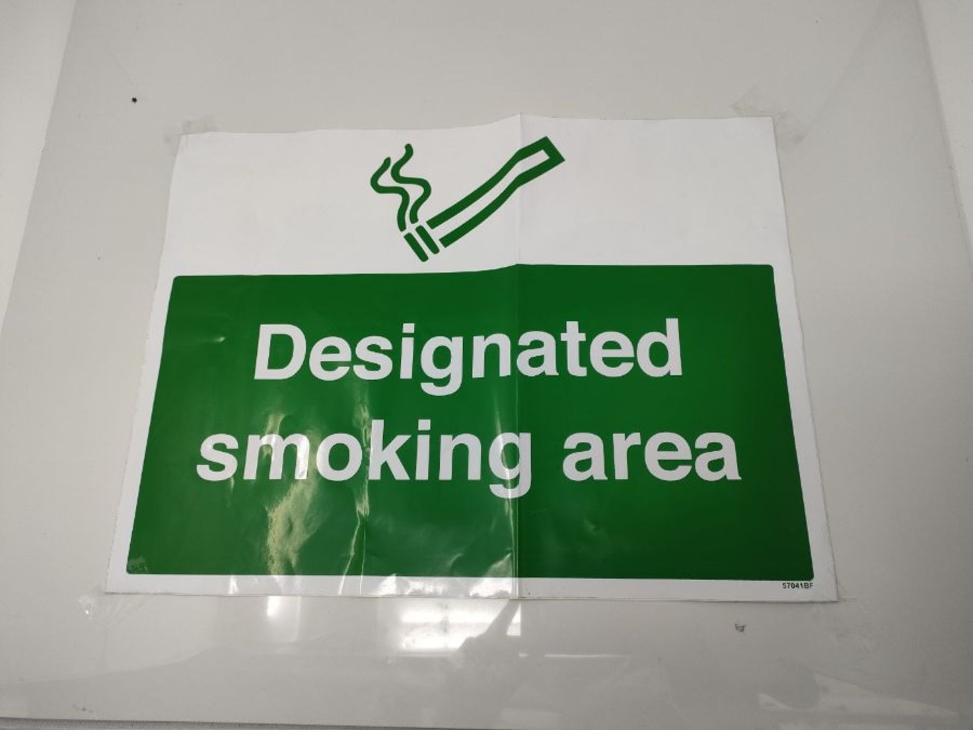 VSafety Designated Smoking Area Prohibition Sign - Landscape - 600mm x 450mm - Self Ad - Image 2 of 3