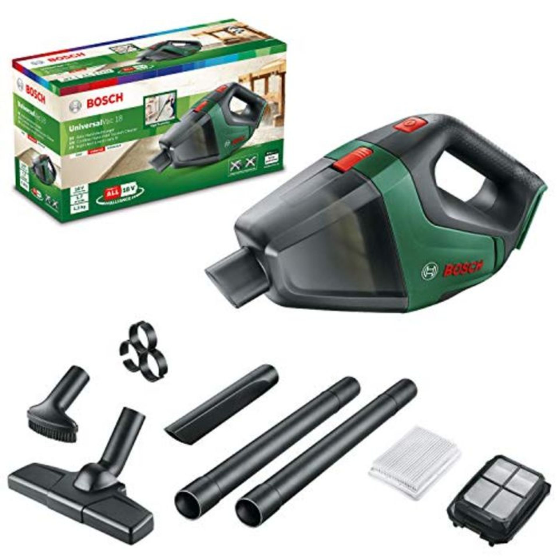 RRP £58.00 Bosch Home and Garden Cordless Vacuum Cleaner UniversalVac 18 (without battery, 18 Vol