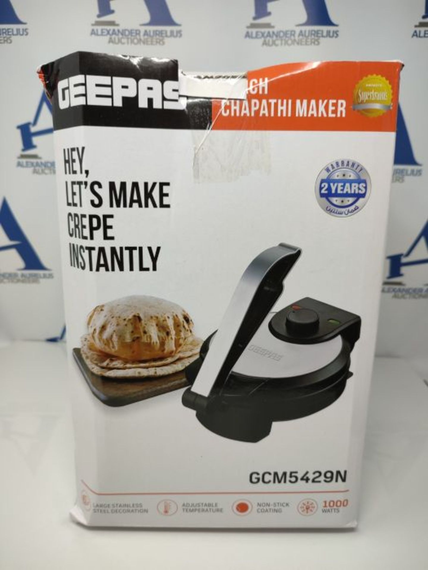 Geepas Mexican Style Tortilla Press, 8 Inch | 900W Roti/Chapati Maker, Ideal for Makin - Image 2 of 3