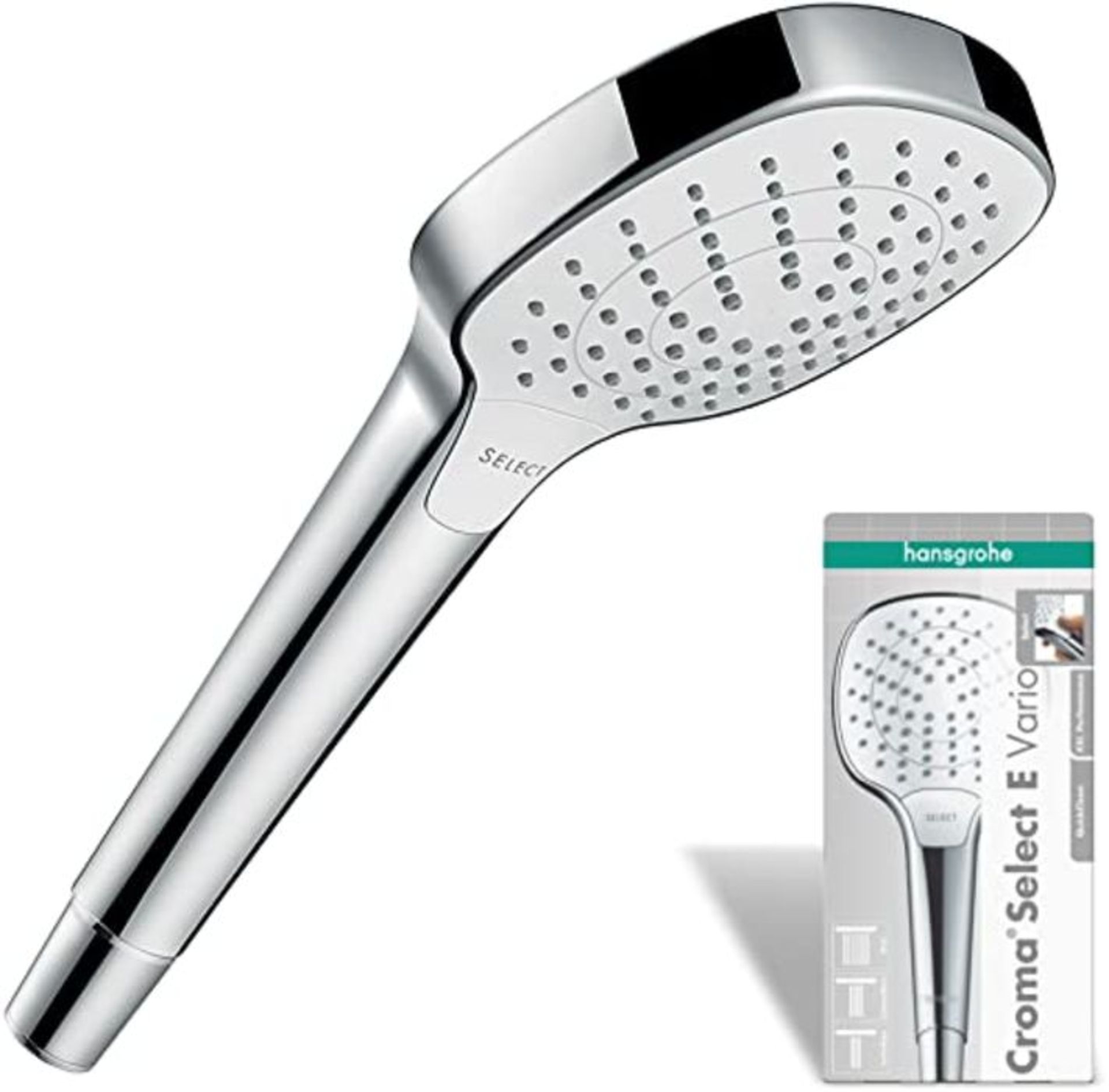 hansgrohe Croma Select E Hand Shower Vario Water-Saving, White/Chrome, 26813400