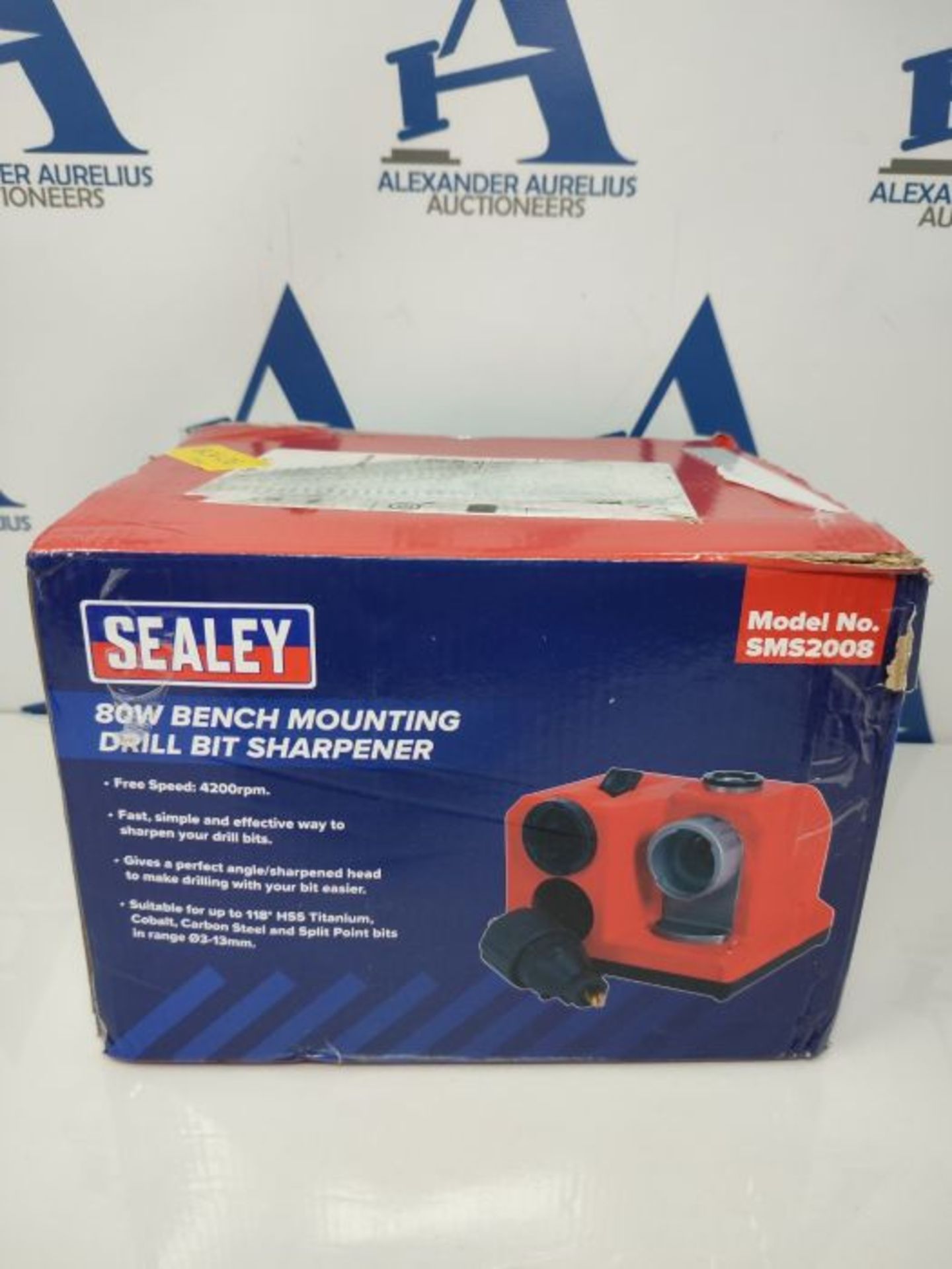 RRP £58.00 Sealey SMS2008 Drill Bit Sharpener, Bench Mounting, 80W, 173mm x 235mm x 196mm , Red - Image 2 of 3