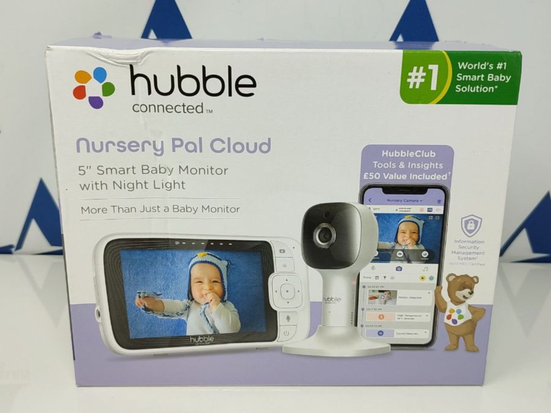 RRP £149.00 Hubble Connected Nursery Pal Cloud Smart Video Baby Monitor with 5" Inch Screen, 7 Col - Image 2 of 3