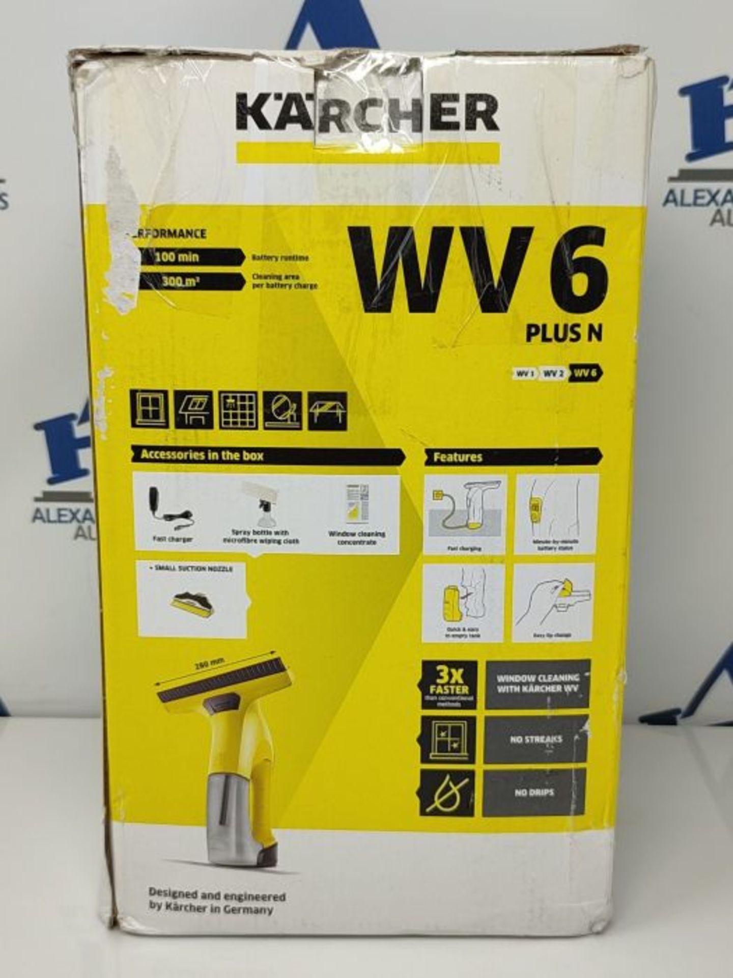 RRP £99.00 [CRACKED] K·rcher 16332220 WV 6 Plus N Window Vac, 10 W, 240 V, Yellow/Black - Image 2 of 3