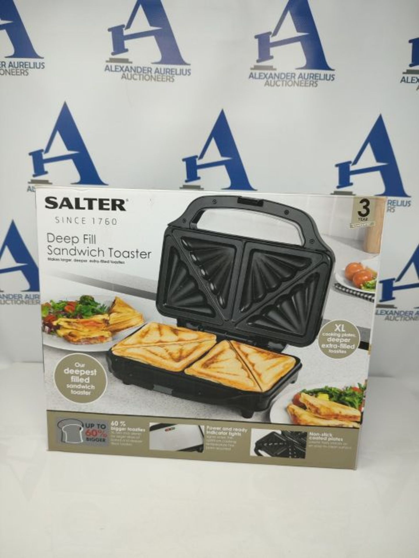 Salter EK2017T Electric XL Deep Sandwich Toaster Press, Makes 2 Toasties in 4 Minutes, - Image 2 of 3