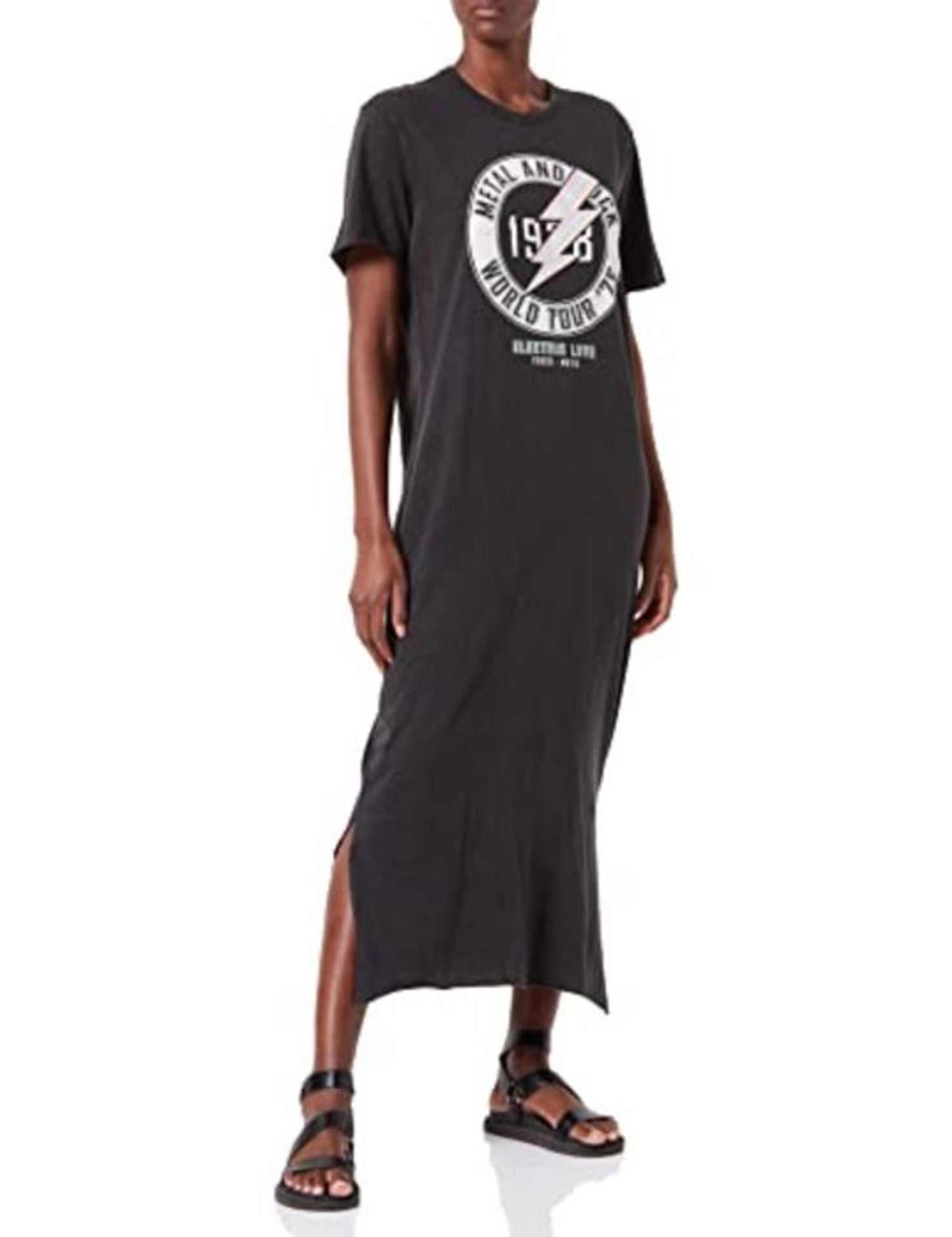 ONLY Women's ONLLUCY S/S Rock Dress Box JRS, Black/Print:Lightning, L