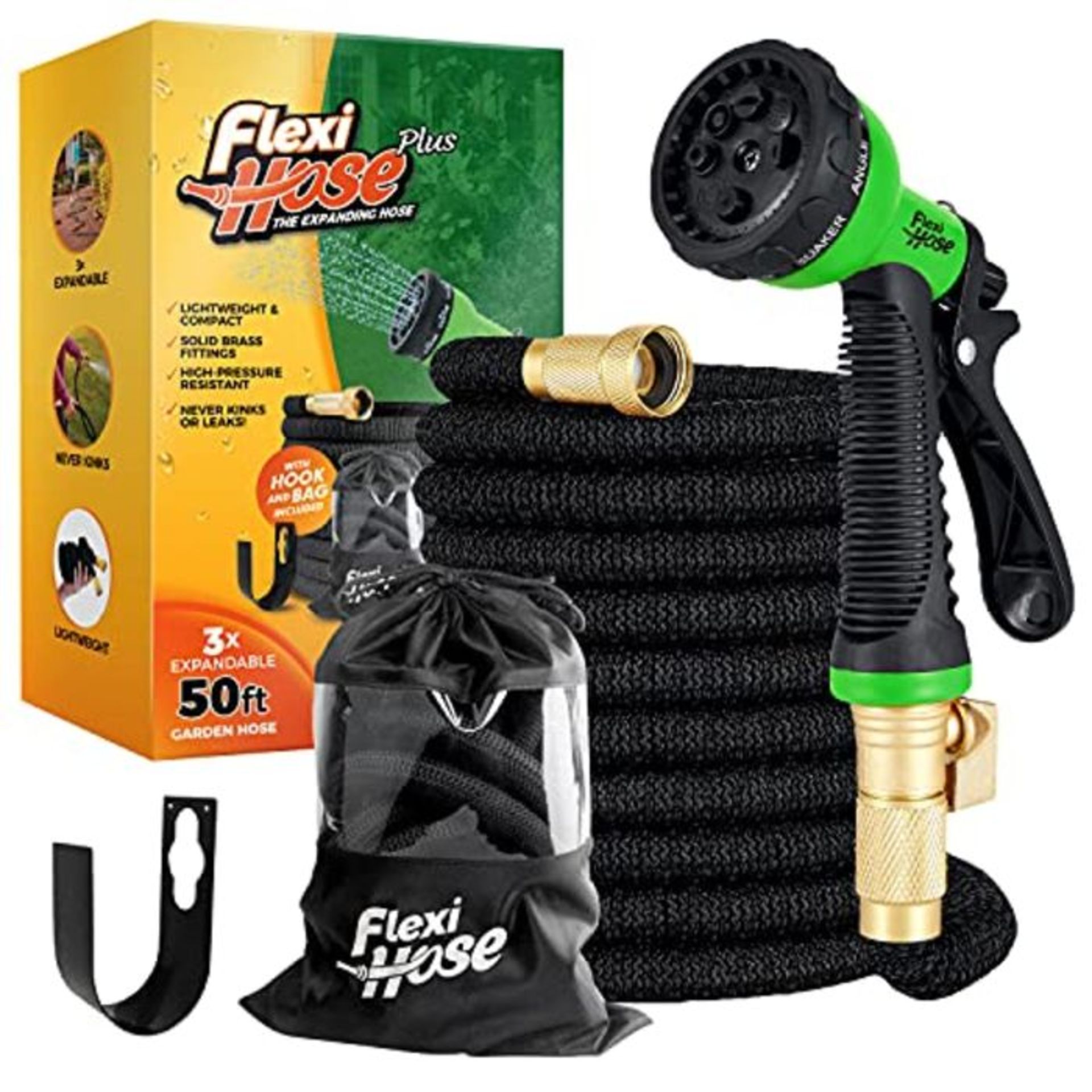 Flexi Hose Plus Value Pack! Lightweight Expandable Garden Hose Pipe - 8 Function Spray