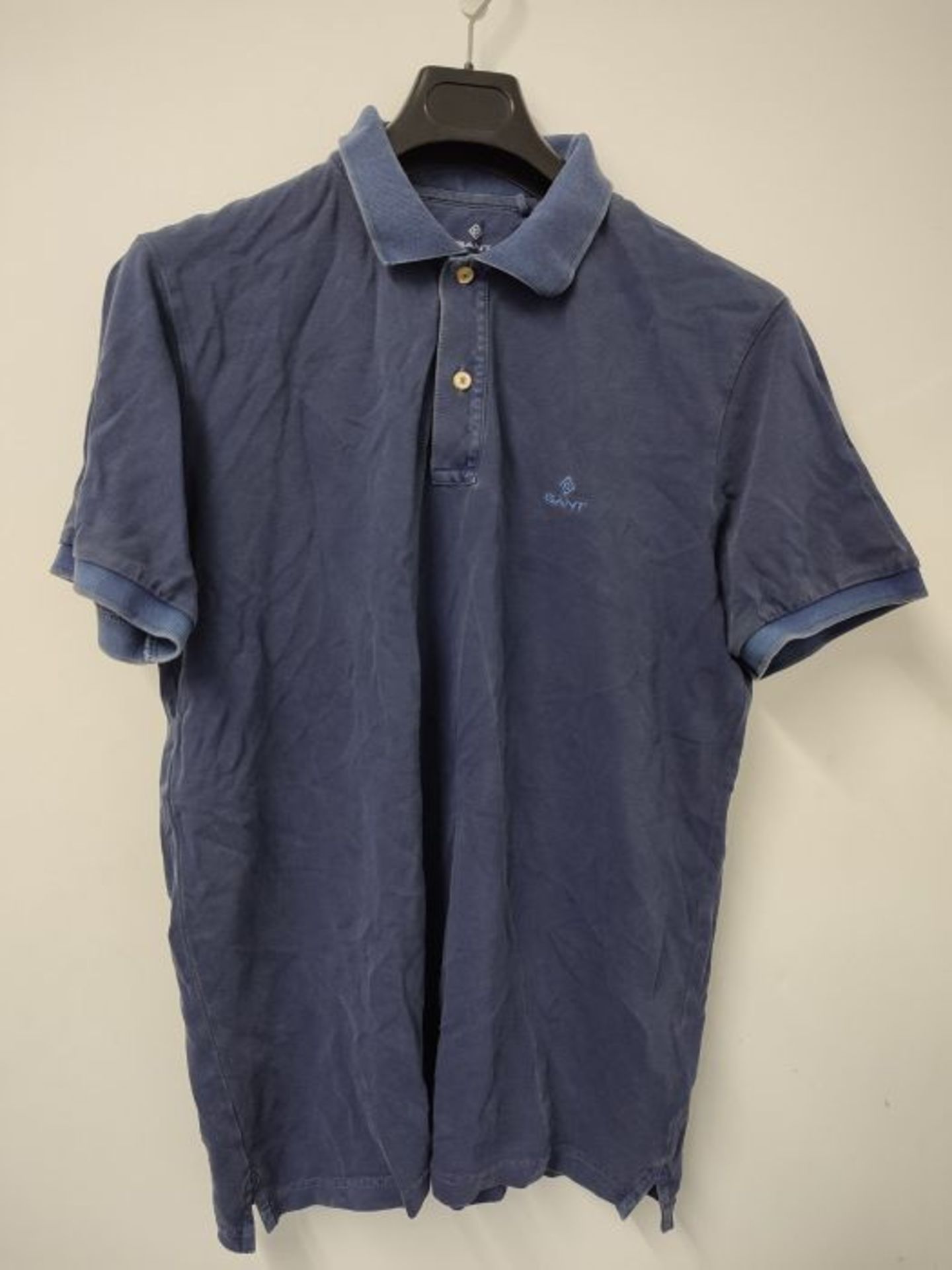 RRP £81.00 GANT Men's D2 Sunfaded Pique SS Rugger Polo Shirt, Persian Blue, L - Image 2 of 2