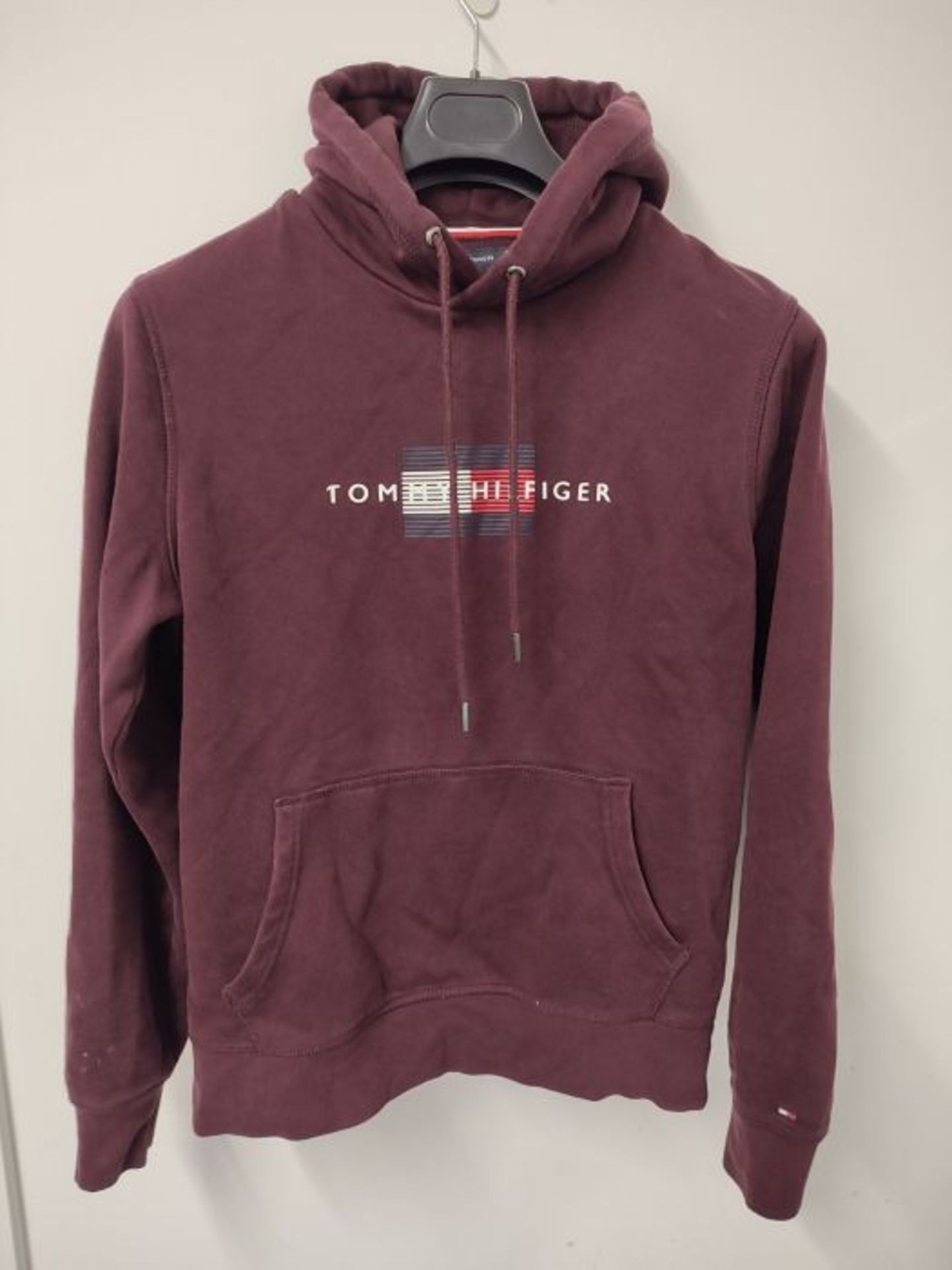 Tommy Hilfiger Men's Lines Hilfiger Hoody Hooded Sweatshirt, Deep Burgundy, S - Image 2 of 2