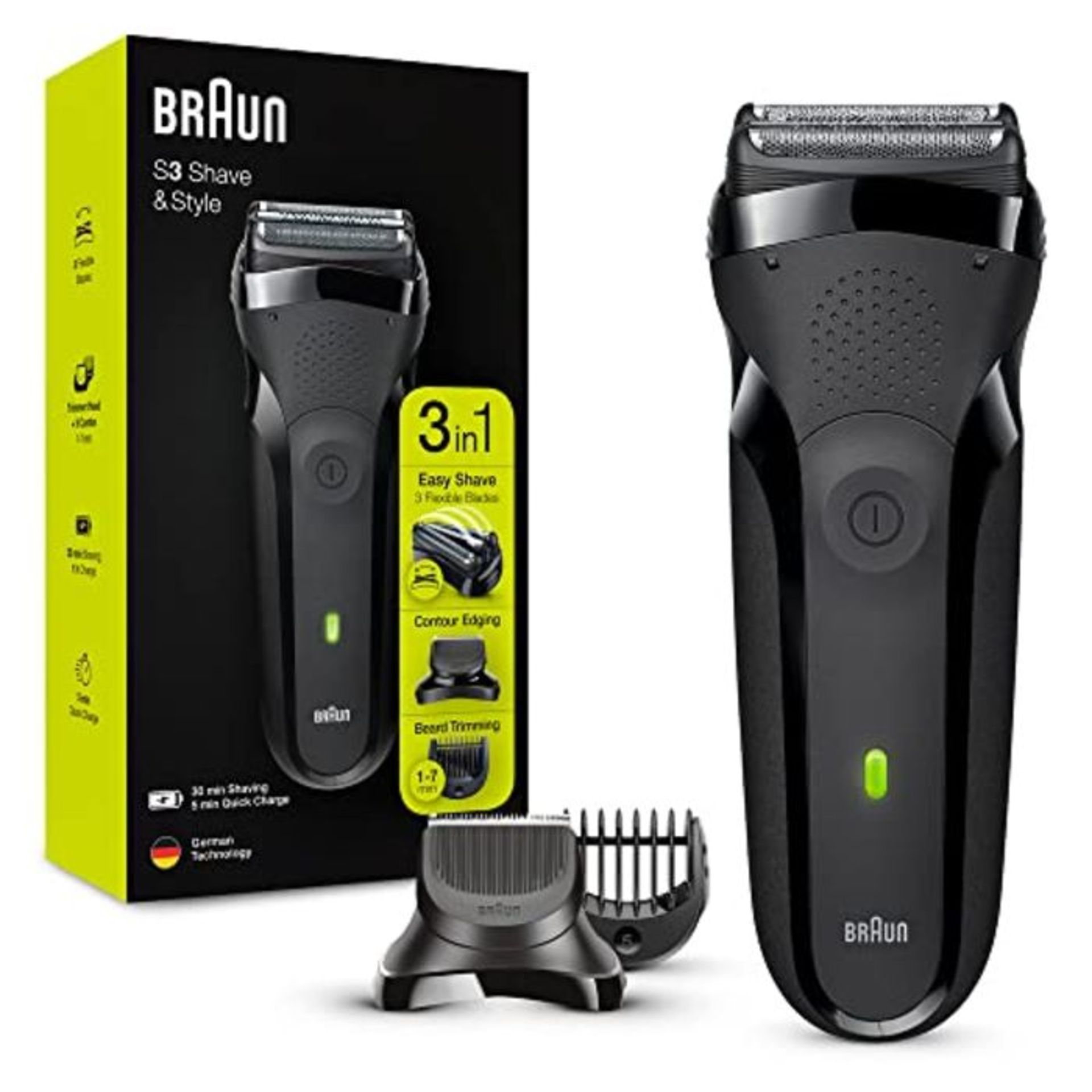 RRP £50.00 Braun Series 3 Style & Shave Electric Shaver, For Men with Precision Beard Trimmer and