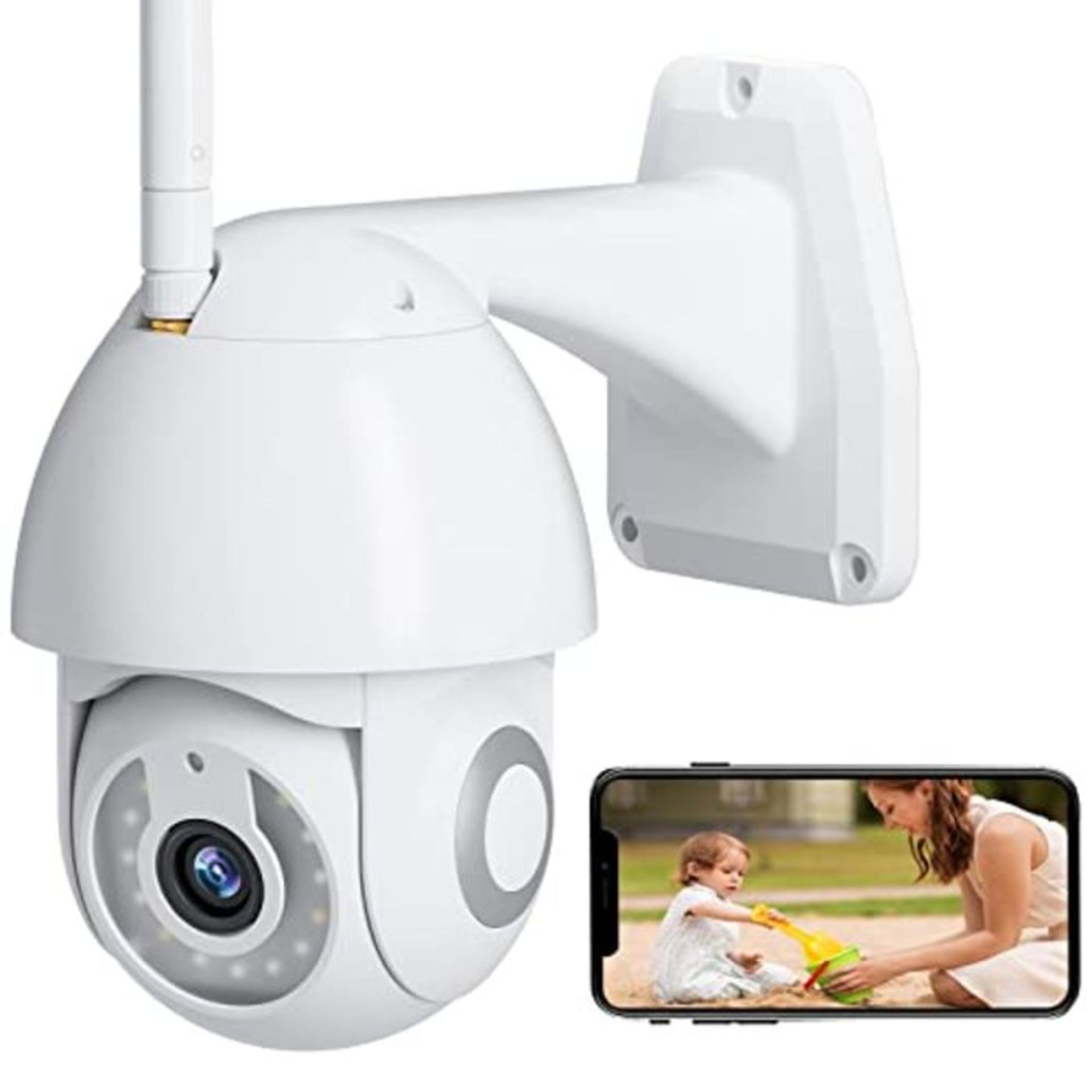 RRP £59.00 SURFOU 2K Security Camera Outdoor, 360Â° Pan-Tilt View, 3MP PTZ Auto Tracking Wifi C