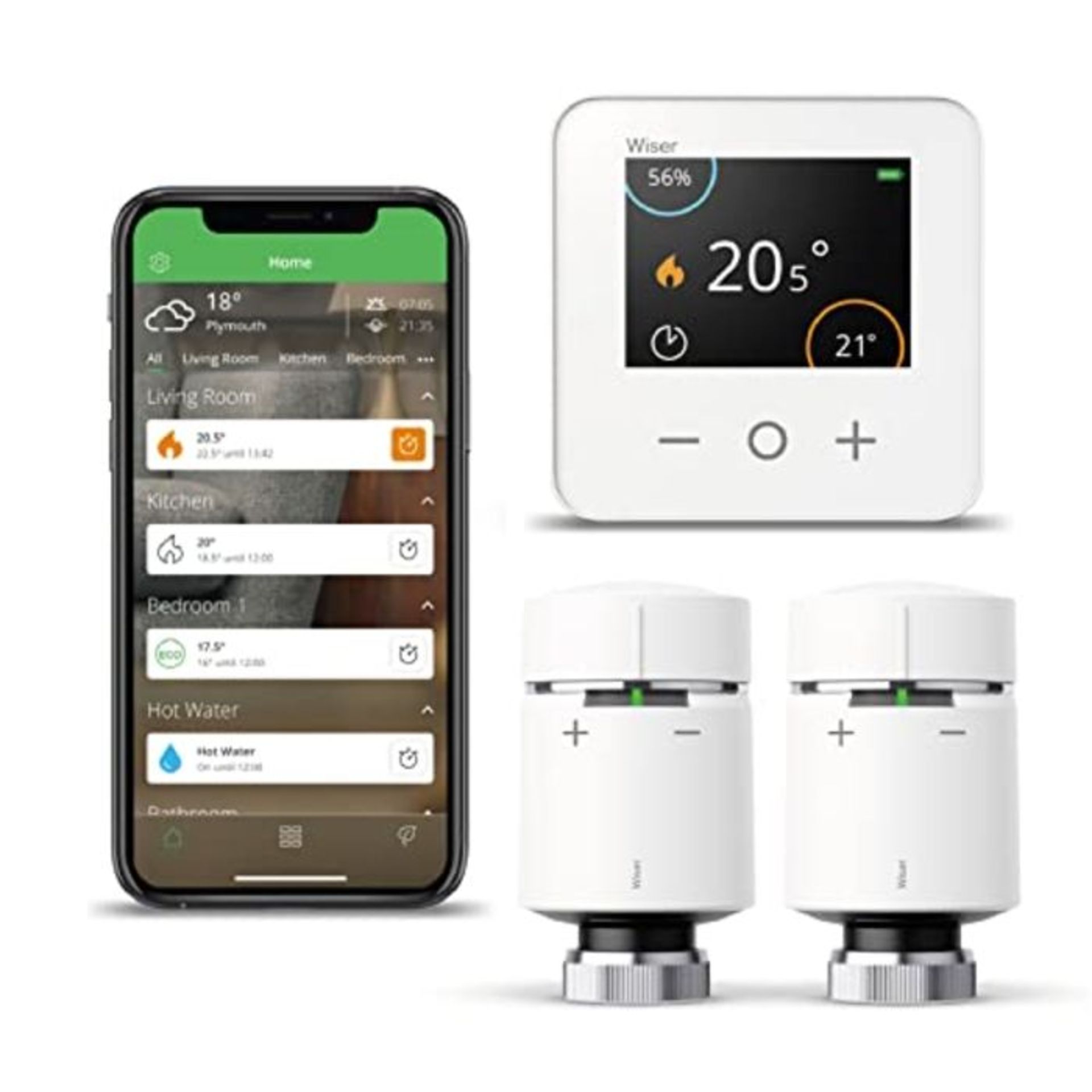 RRP £215.00 Drayton by Schneider Electric Multi-Zone Smart Thermostat and 2 Smart Radiator Thermos - Image 3 of 4