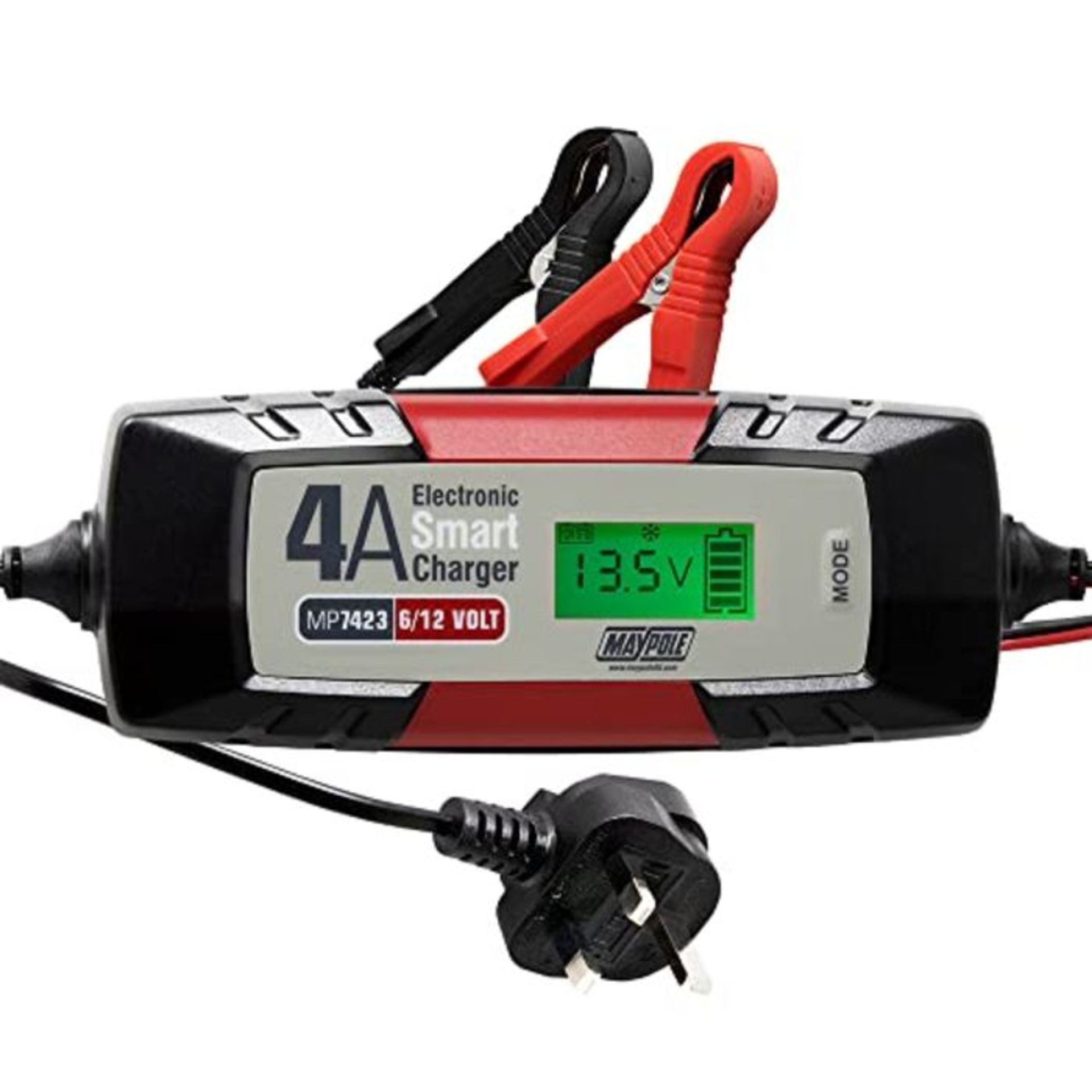 Maypole 7423A Battery Charger Auto Electronic 4A 12V, Black