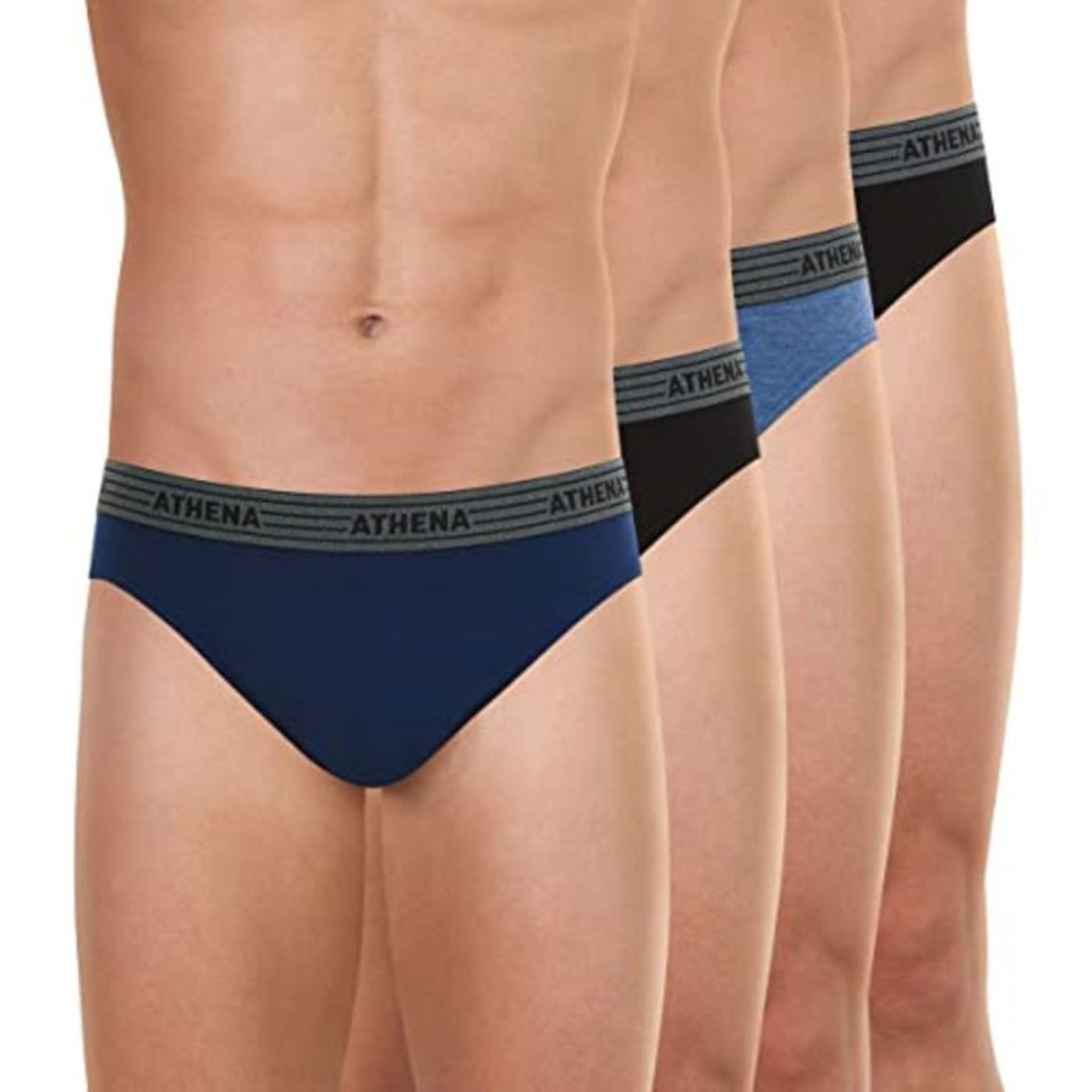 Athena Men's Basic Cotton Briefs Boxers, Blue/Black/Blue/Black, XL (Pack of 4) - Image 2 of 2