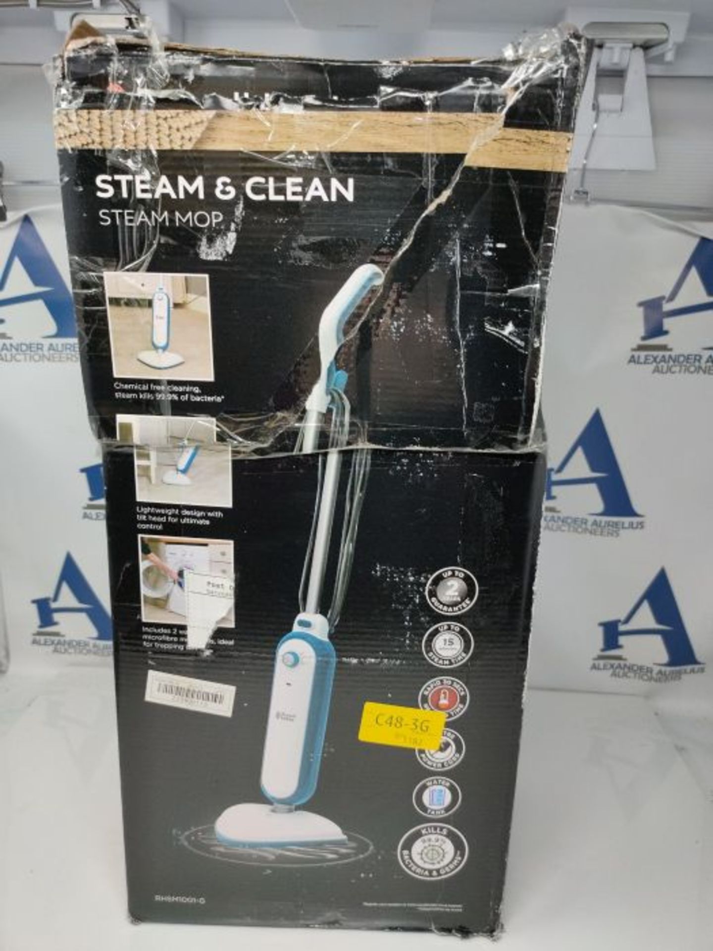 Russell Hobbs RHSM1001-G Steam and Clean Steam Mop White & Aqua - Free 2 year guarante - Image 2 of 3