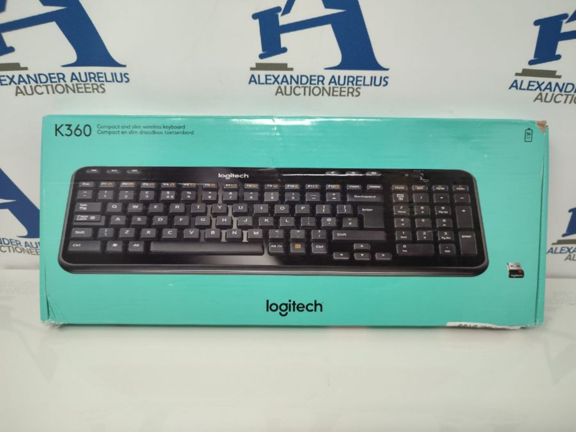 Logitech K360 Compact Wireless Keyboard for Windows, 2.4GHz Wireless, USB Unifying Rec - Image 2 of 3