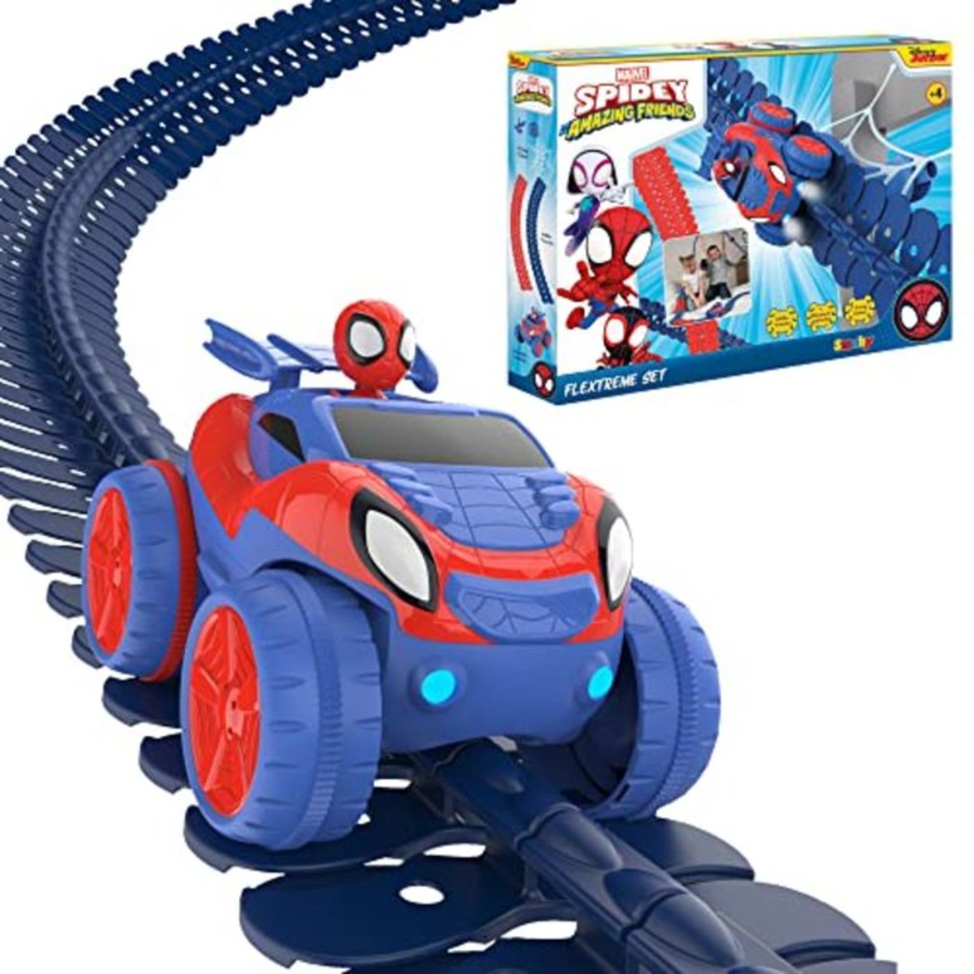 RRP £87.00 Smoby Toys - Spidey FleXtreme Racing Track Set (Blue/Red) - Flexible Children's Race T
