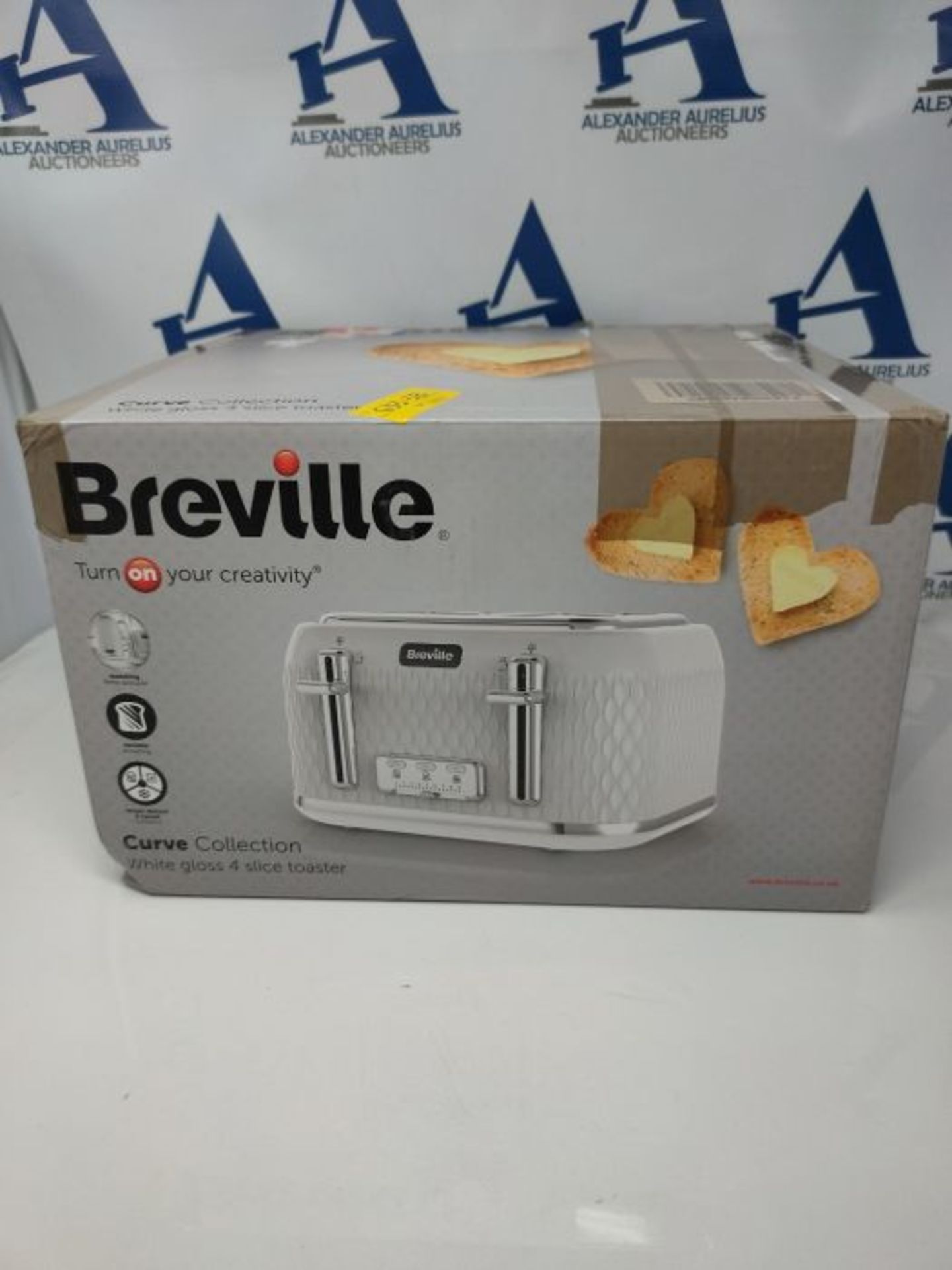Breville Curve 4-Slice Toaster with High Lift and Wide Slots | White & Chrome [VTT911] - Image 2 of 3
