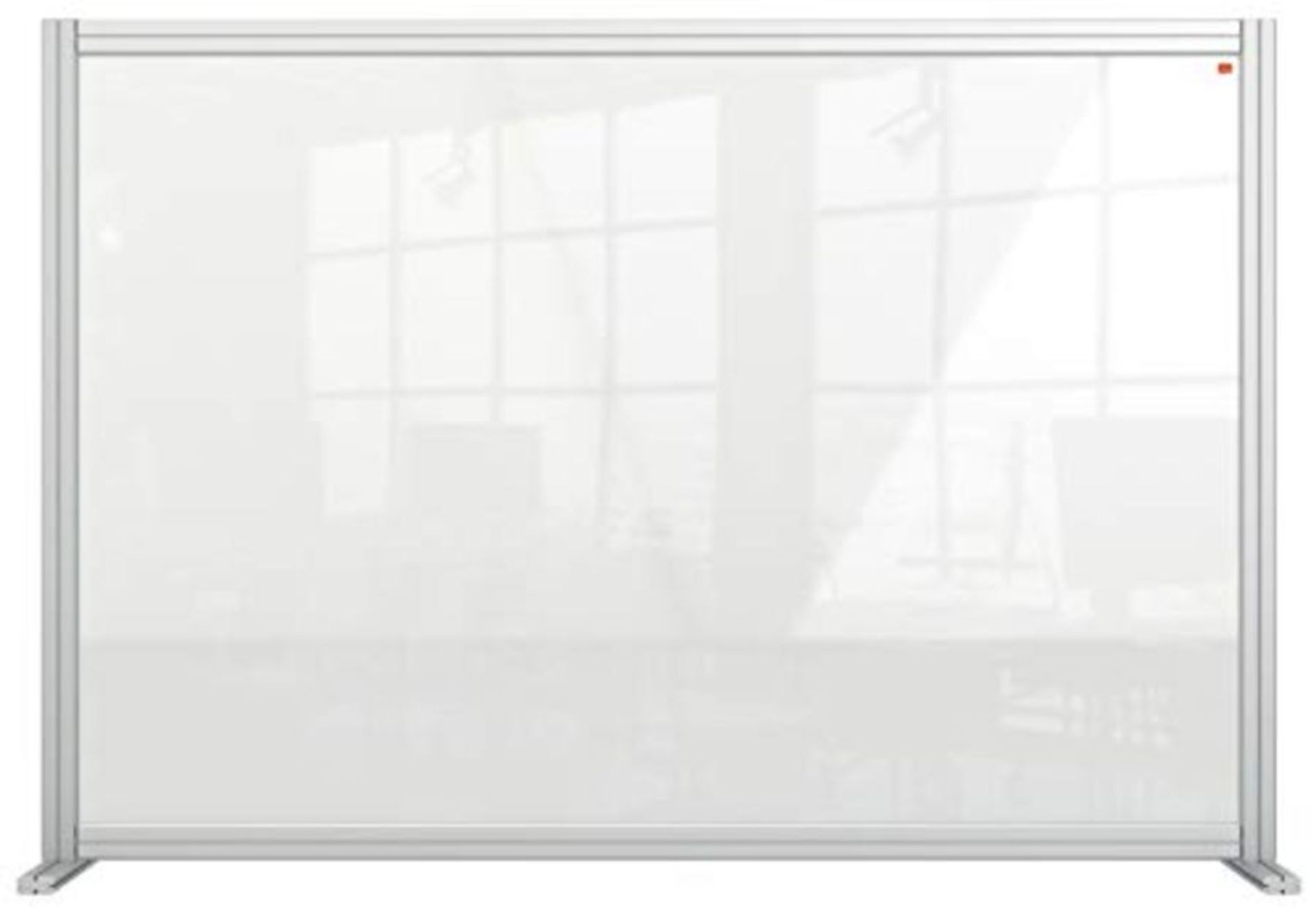 RRP £162.00 Nobo Clear Acrylic Desk Divider, 1.4 m High, Free Standing Protective Social Distancin