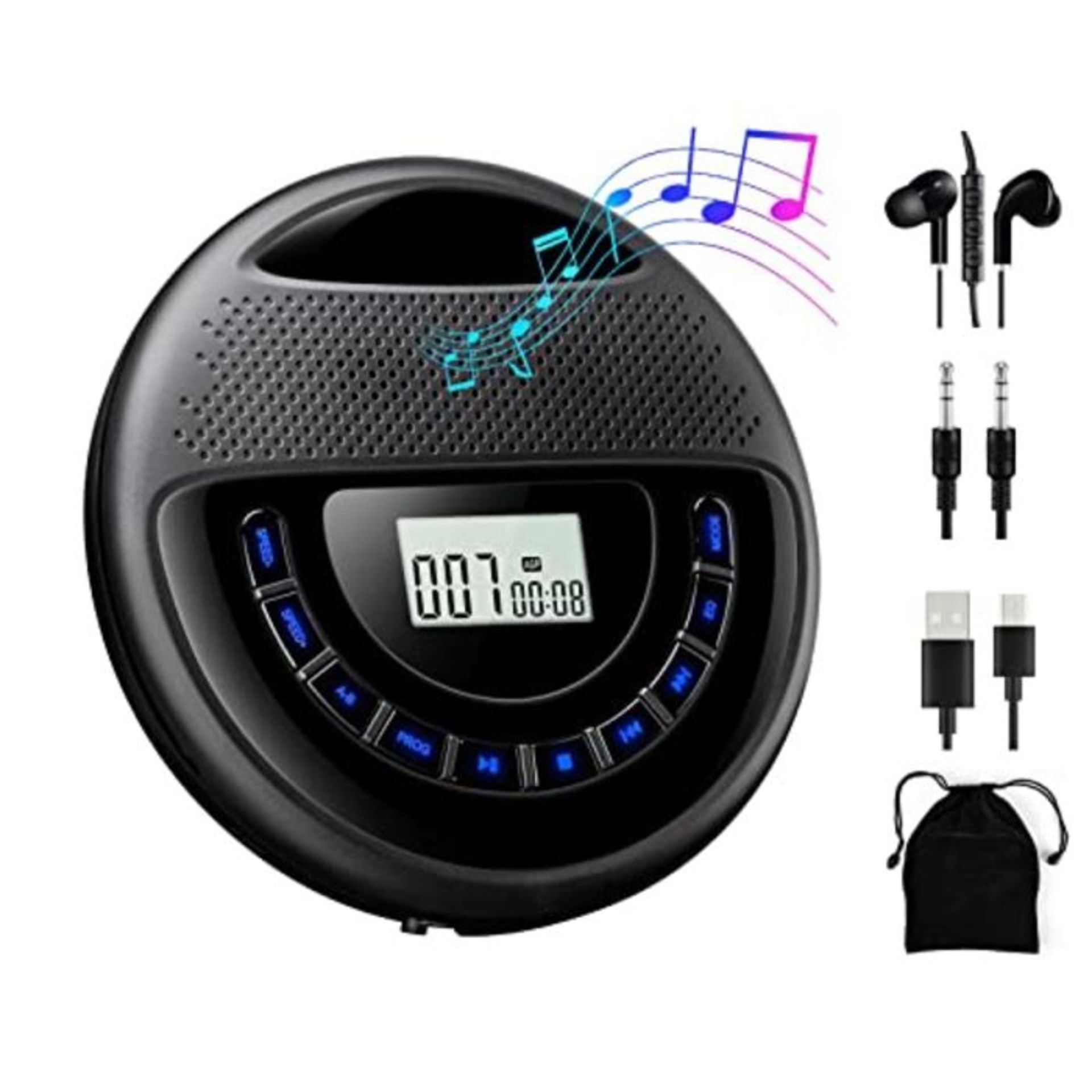 Gueray CD Player Portable with Speaker & Headphones & 1400mAh Rechargeable Battery Per