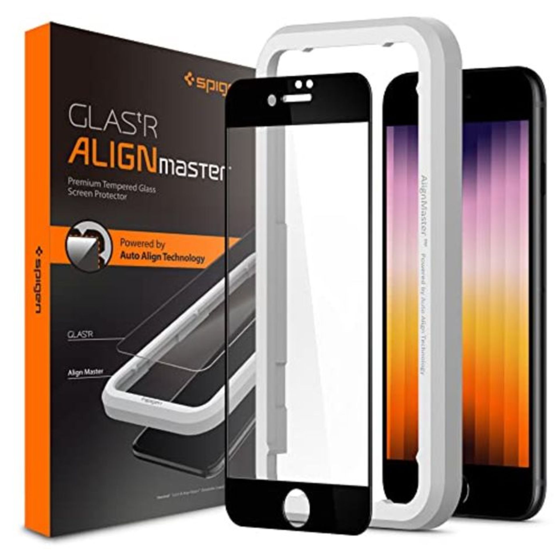 Spigen, 1 Pack, Screen Protector for iPhone SE 2020, AlignMaster, Full Screen Coverage