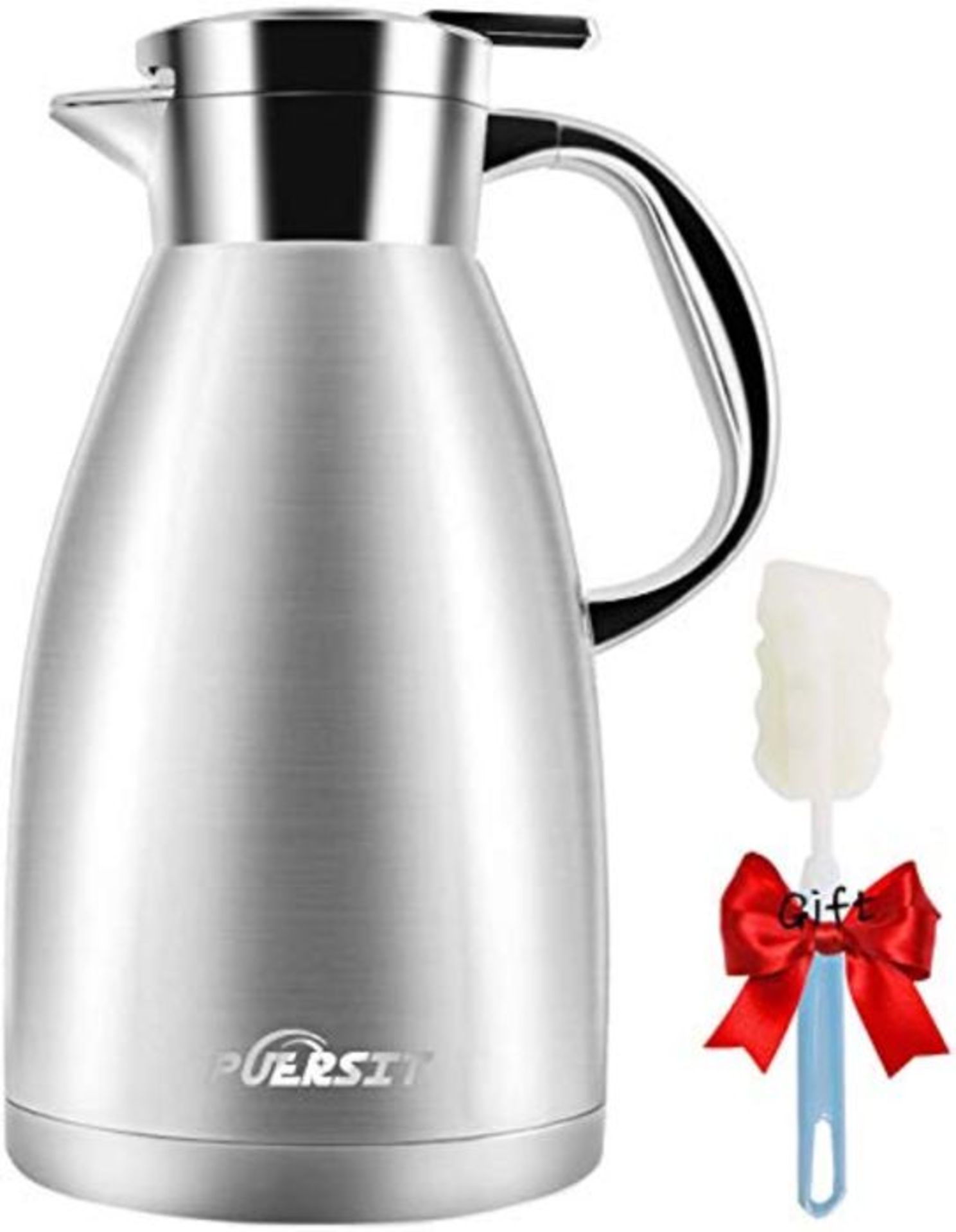 Puersit Vacuum Jug 1.8 Litre Stainless Steel Double-Wall Vacuum Insulated Coffee Pot,2