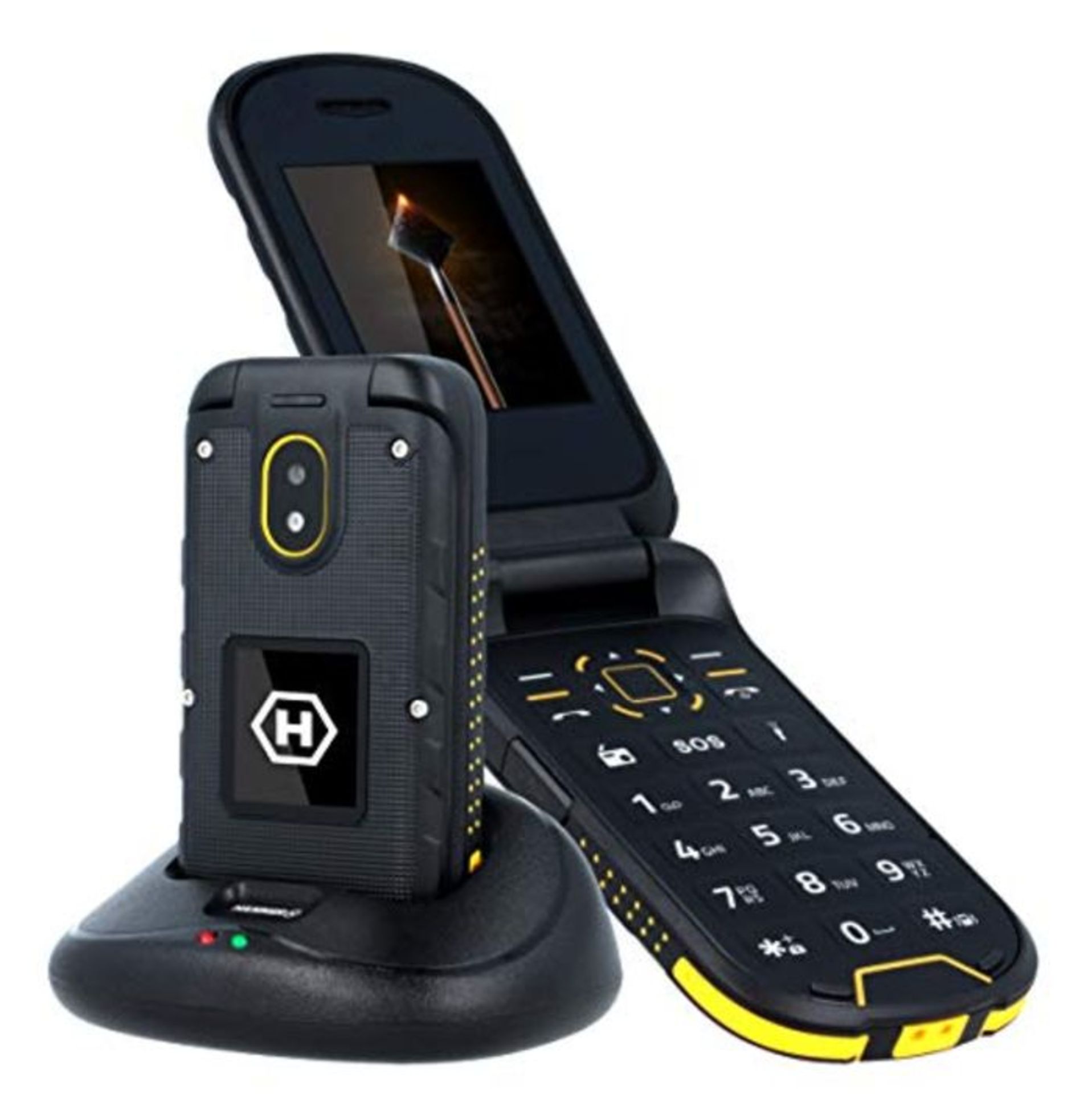 RRP £60.00 Hammer Bow + IP68 2.4 "" & 1.44 "" Two displays, outdoor flip phone with charging stat