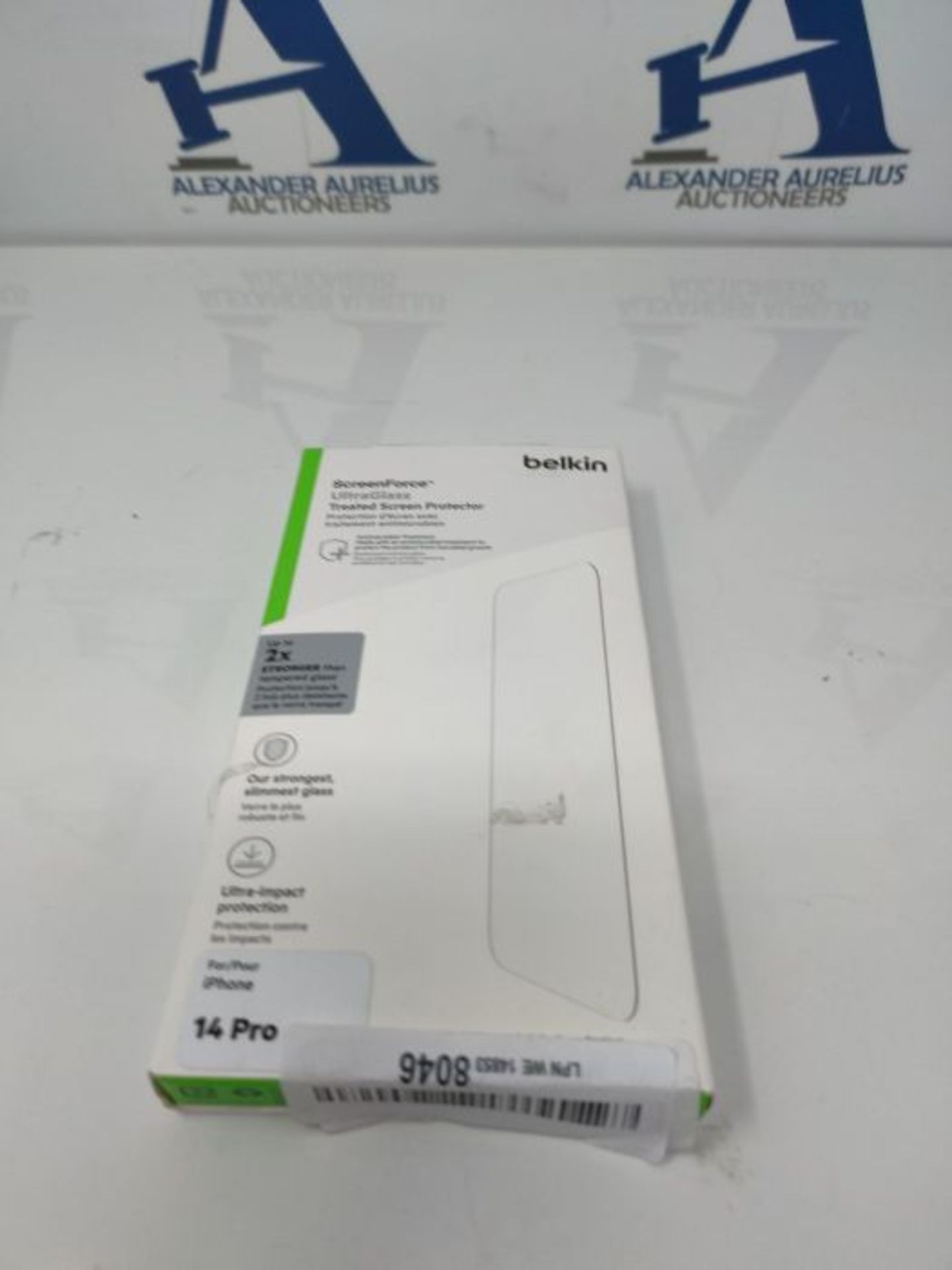 Belkin UltraGlass iPhone 14 Pro Screen Protector, AntiMicrobial-Treated, Easy Bubble F - Image 2 of 3