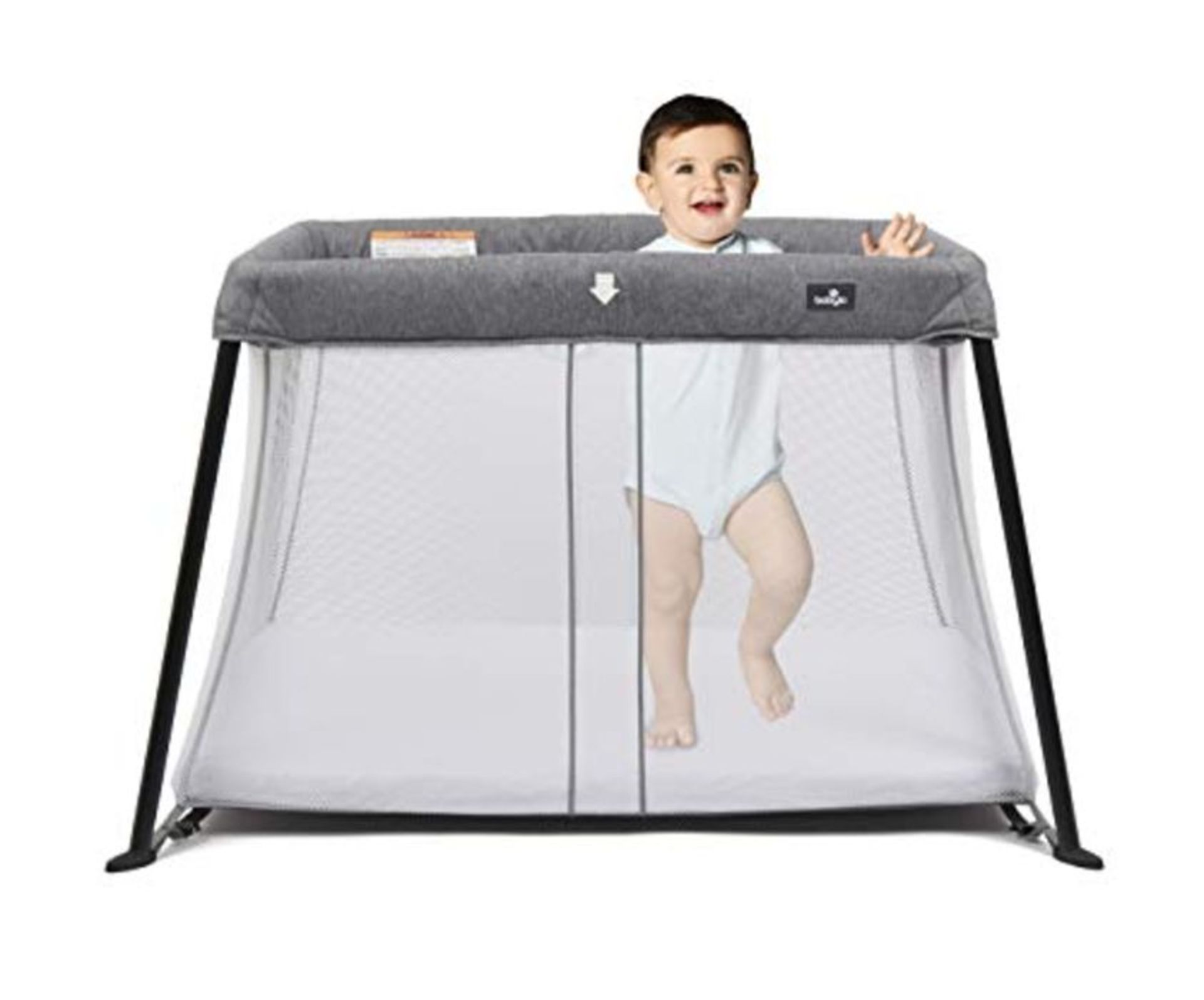 RRP £55.00 Babylo Liteway Lightweight Travel Cot - Grey MÃ©lange