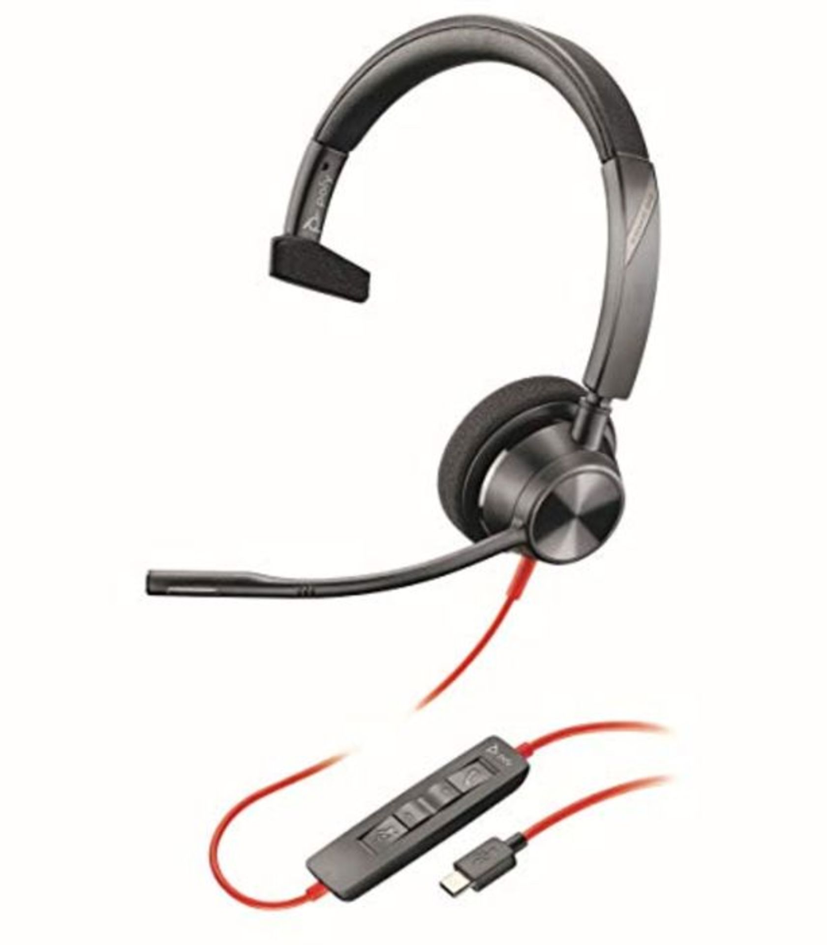 Plantronics - Blackwire 3310 USB-C (Poly) - Wired, Single Ear (Mono) Headset with Boom