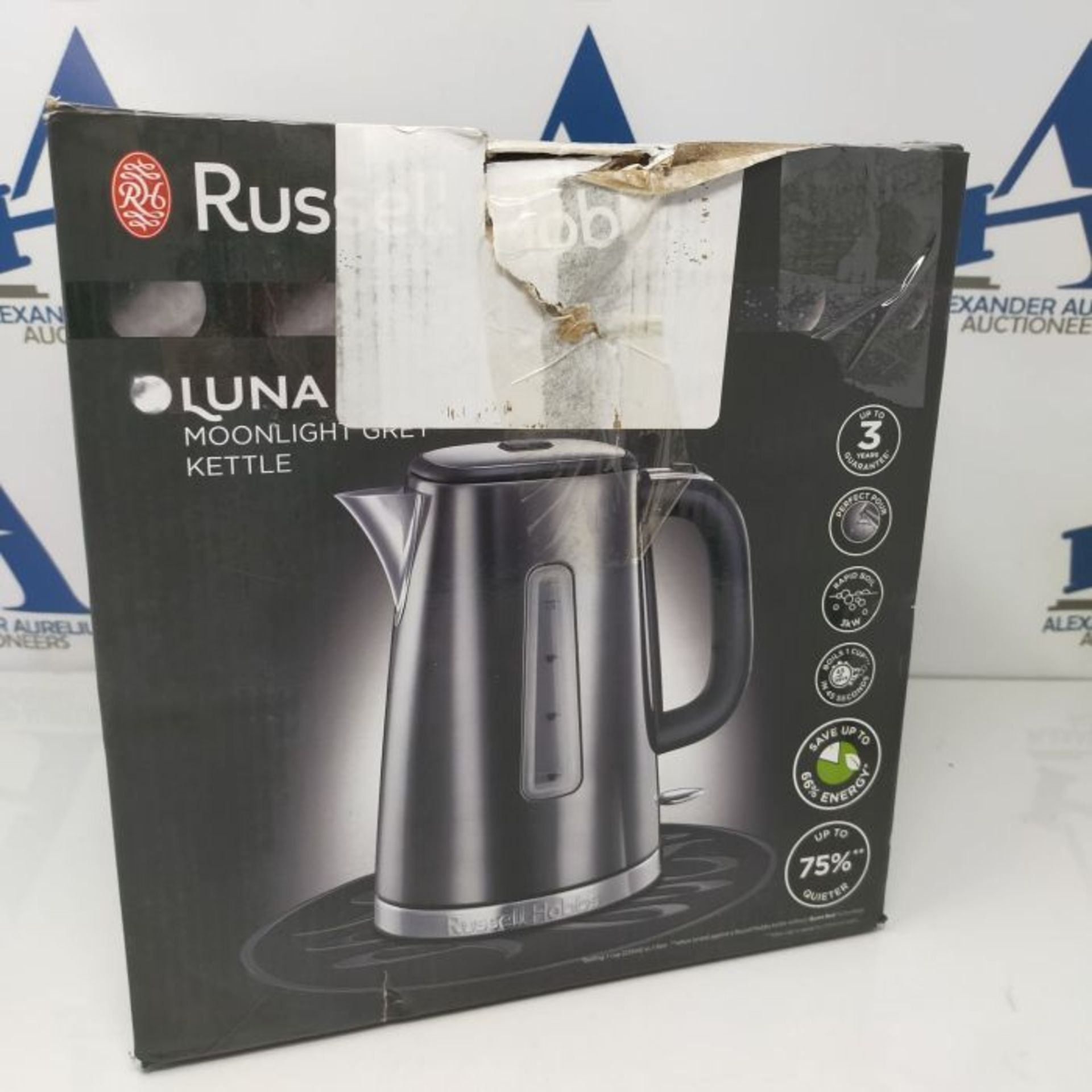 RRP £54.00 Russell Hobbs 23211 Luna Quiet Boil Electric Kettle, Stainless Steel, 3000 W, 1.7 Litr - Image 3 of 3