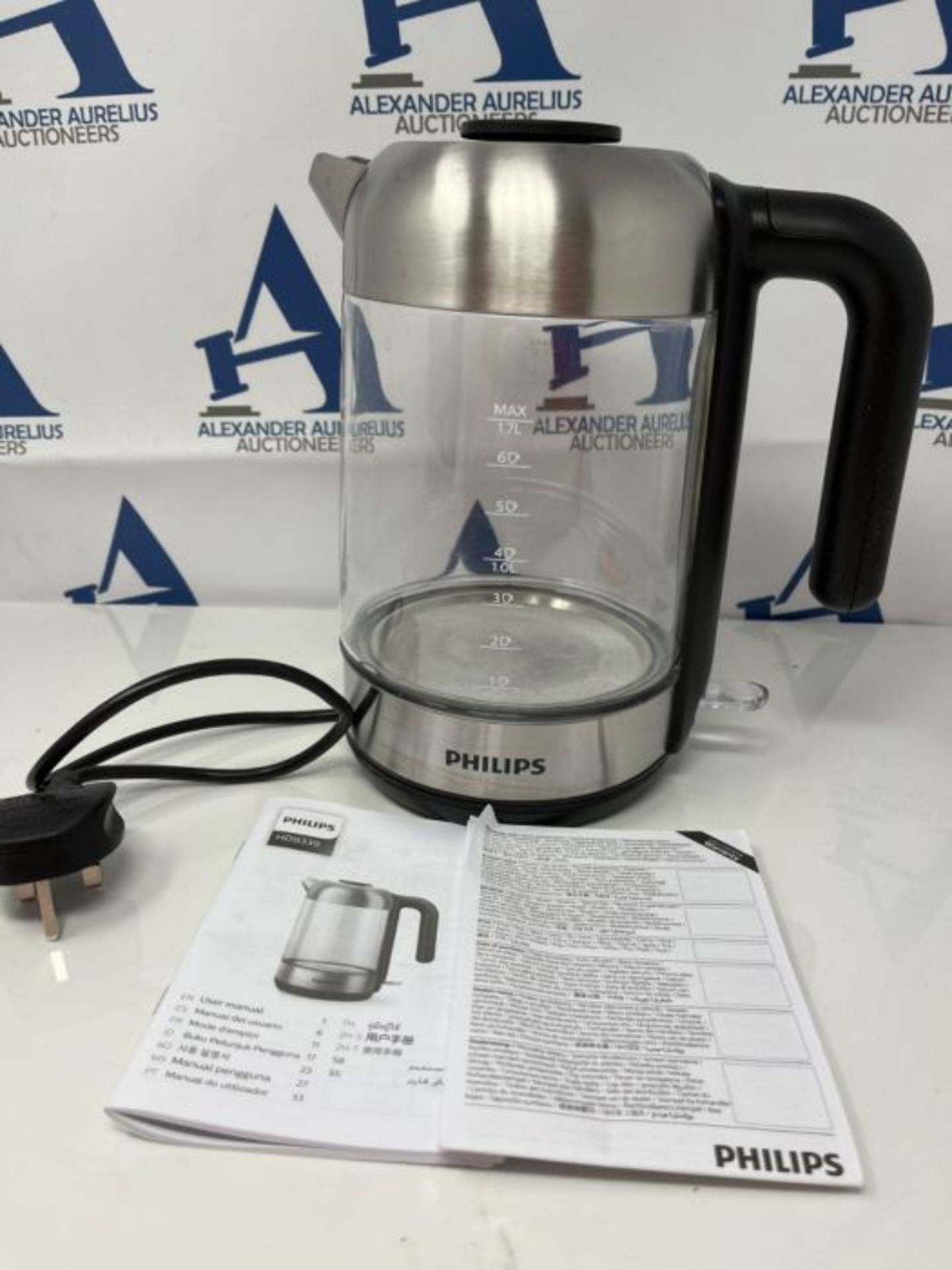 RRP £54.00 Philips Electric Kettle - 1.7L Capacity with Spring Lid and Indicator Light, Glass, Pi - Image 2 of 3