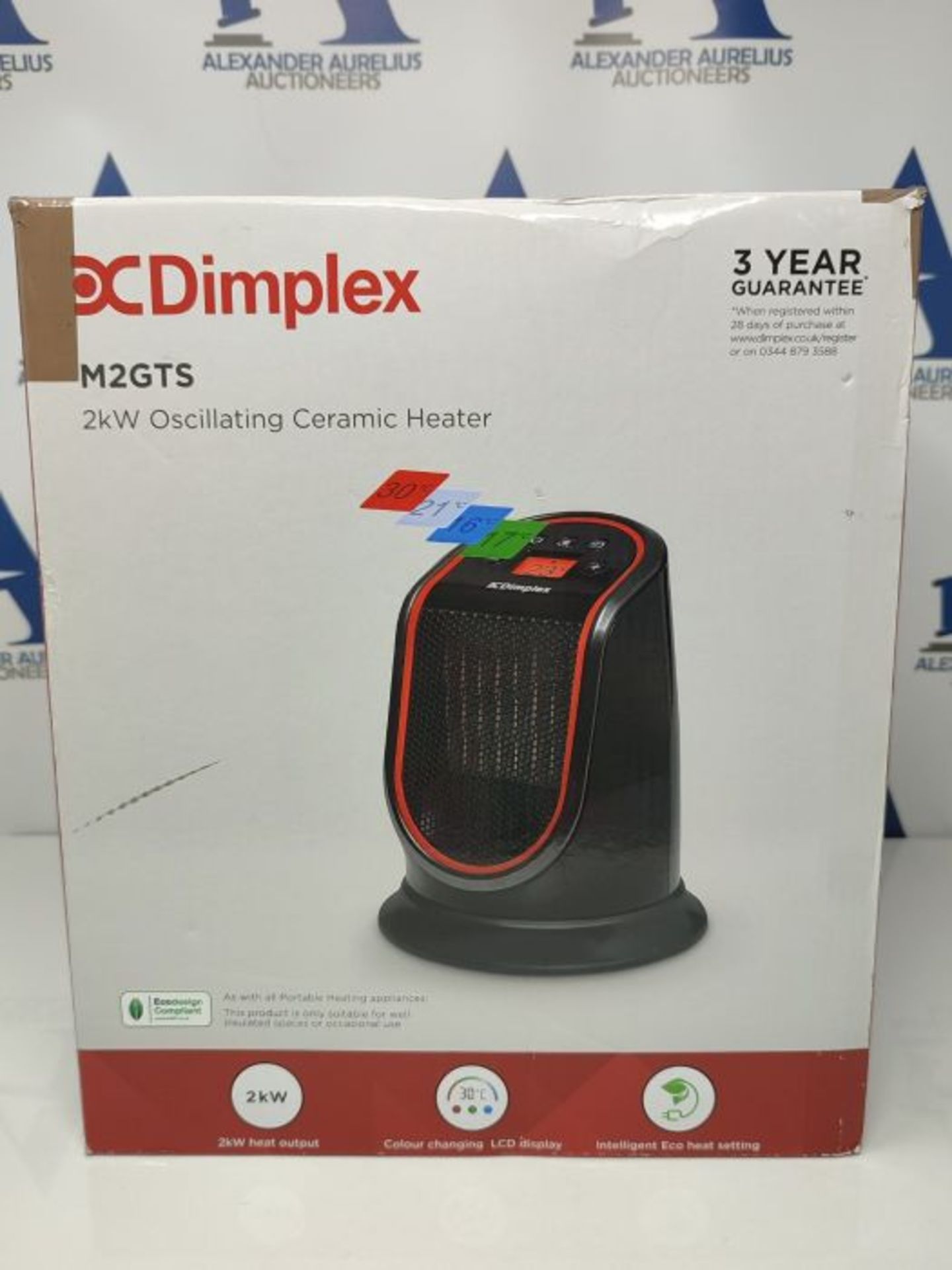 RRP £82.00 Dimplex M2GTS Ceramic Heater, Compact 2kW Fan Heating Unit, Portable Electric Free Sta - Image 2 of 3