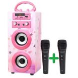 RRP £51.00 DYNASONIC (3a generazione) - Altoparlante Bluetooth portatile per karaoke con microfon