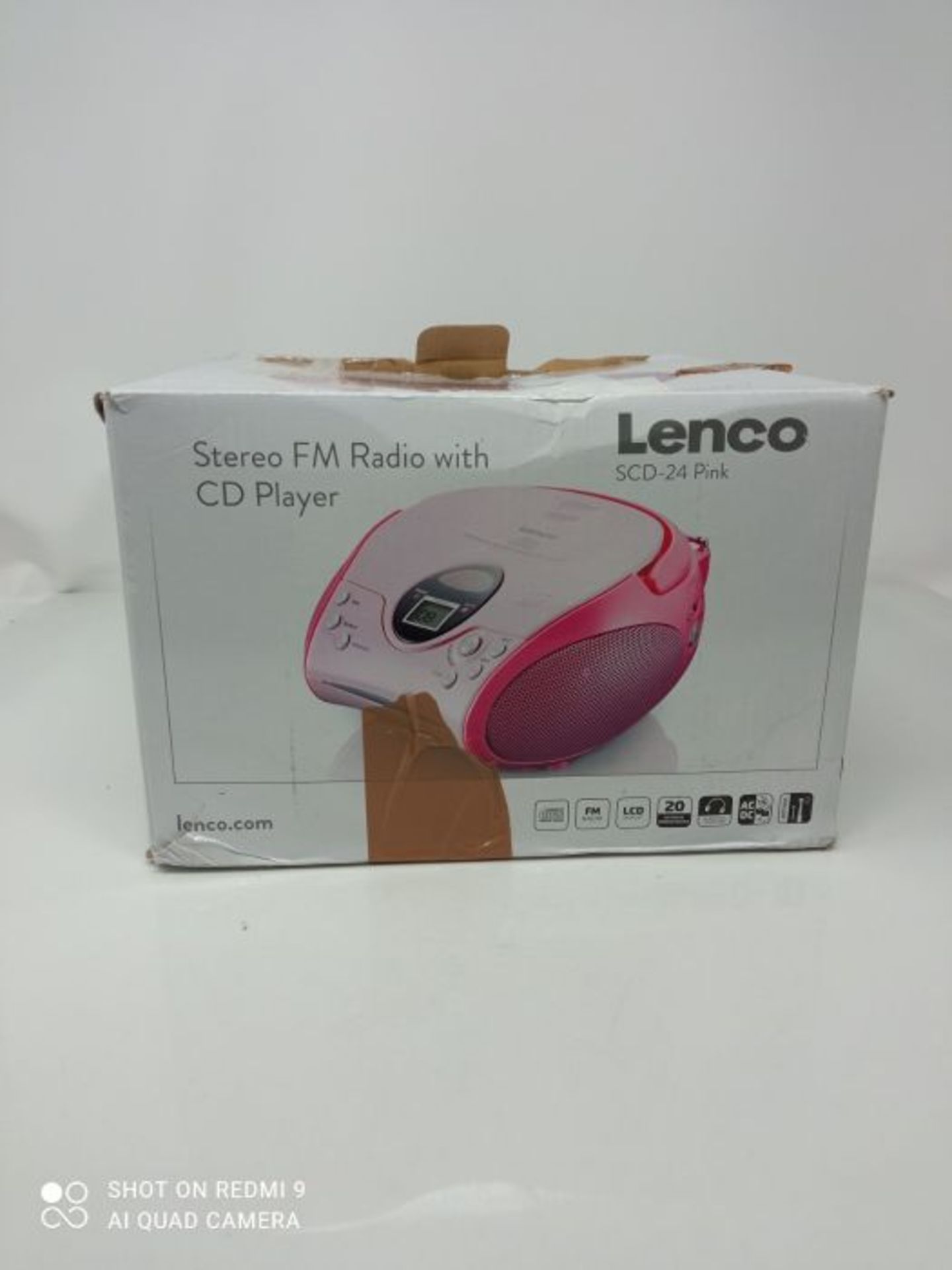 Lenco SCD-24 Stereo UKW-Radio mit CD-Player und Teleskopantenne rosa