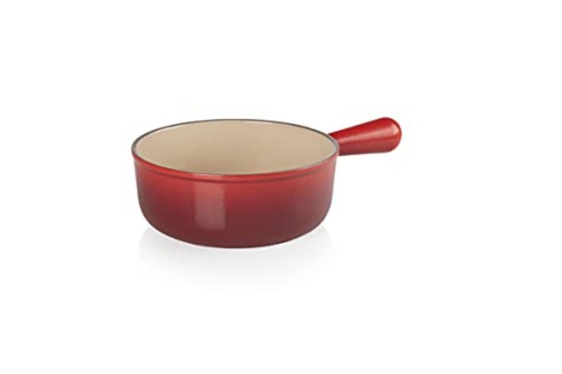 RRP £129.00 [CRACKED] Le Creuset Caquelon, ÃÜ 20 cm, Emailliertes Gusseisen, Cerise, Kirschrot