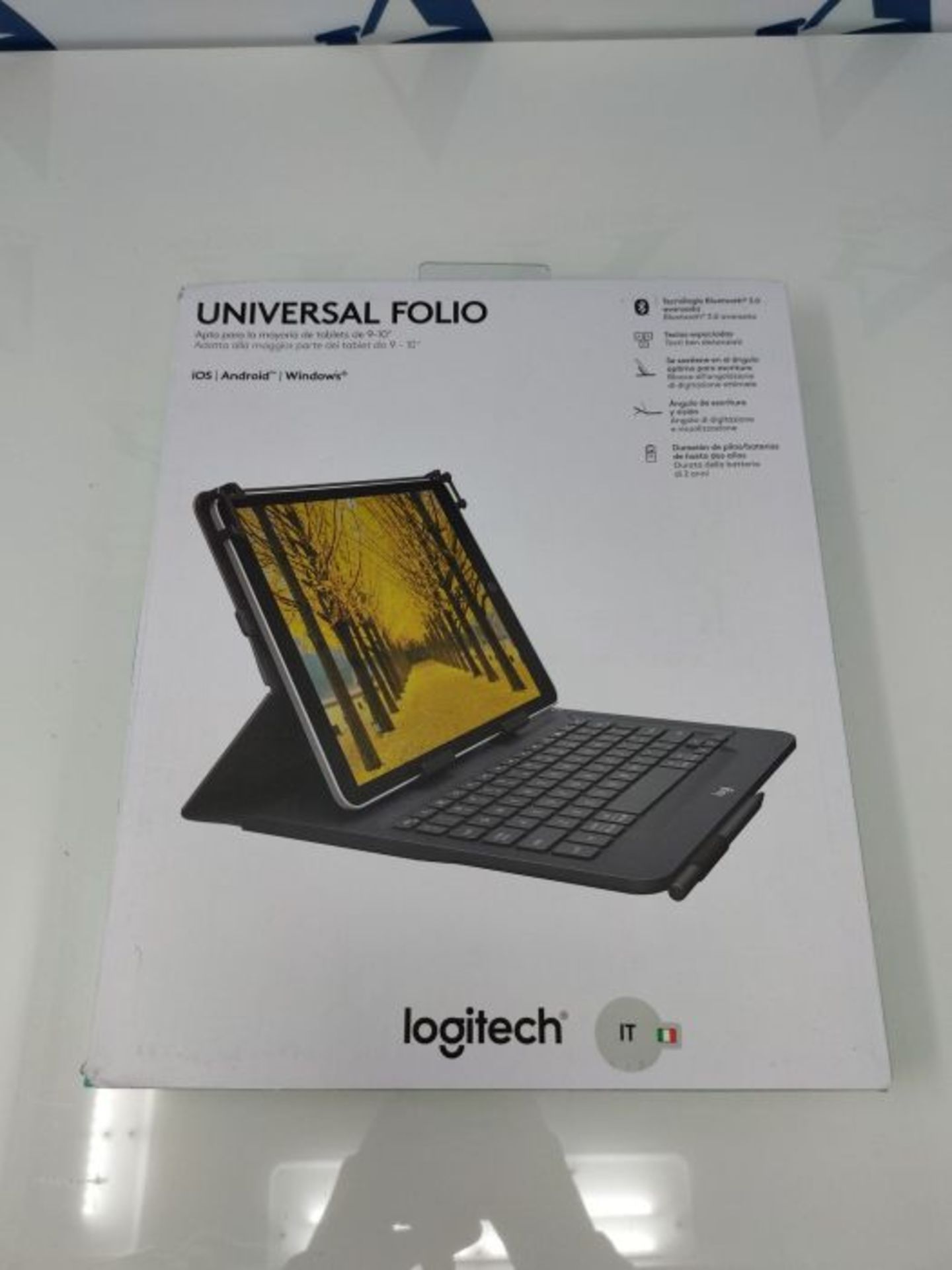 RRP £53.00 Logitech Universal Folio Cover iPad o Tablet con Tastiera Bluetooth Wireless, Per la m - Image 2 of 3