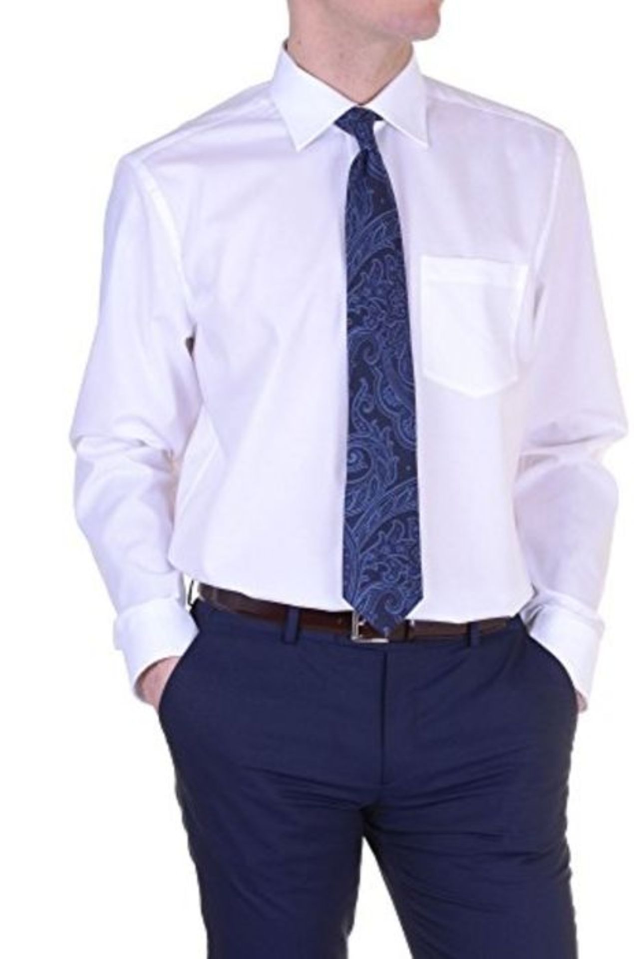 RRP £51.00 Seidensticker Men's Classic Long Sleeve Shirt - White - Weiß (01 weiß) - 15 inches (