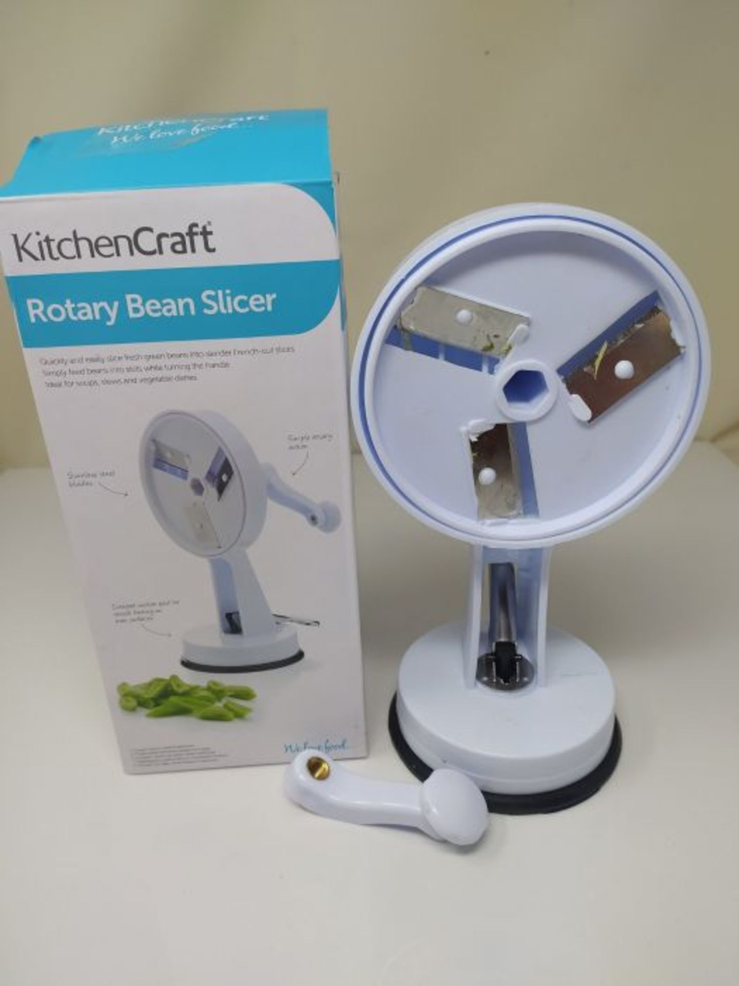 KitchenCraft KCBEANAUTO Rotary Runner Bean Slicer with Suction Pad in Gift Box, Plasti - Image 2 of 2
