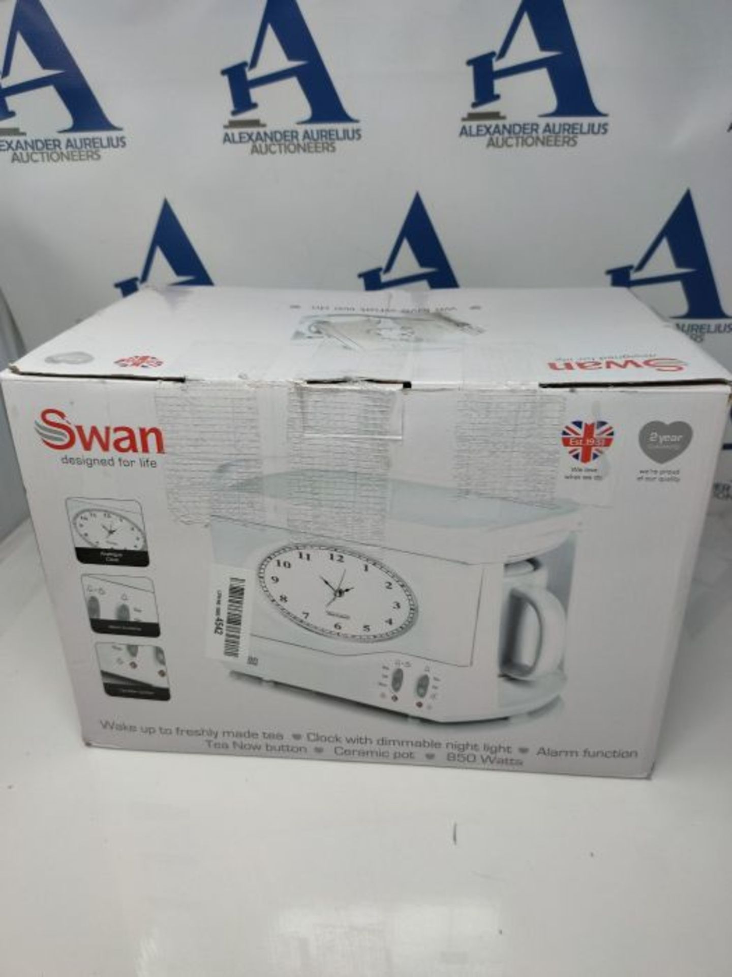 RRP £59.00 Swan Vintage Teasmade - Rapid Boil with Clock and Alarm, Featuring a Clock Light with - Image 2 of 3