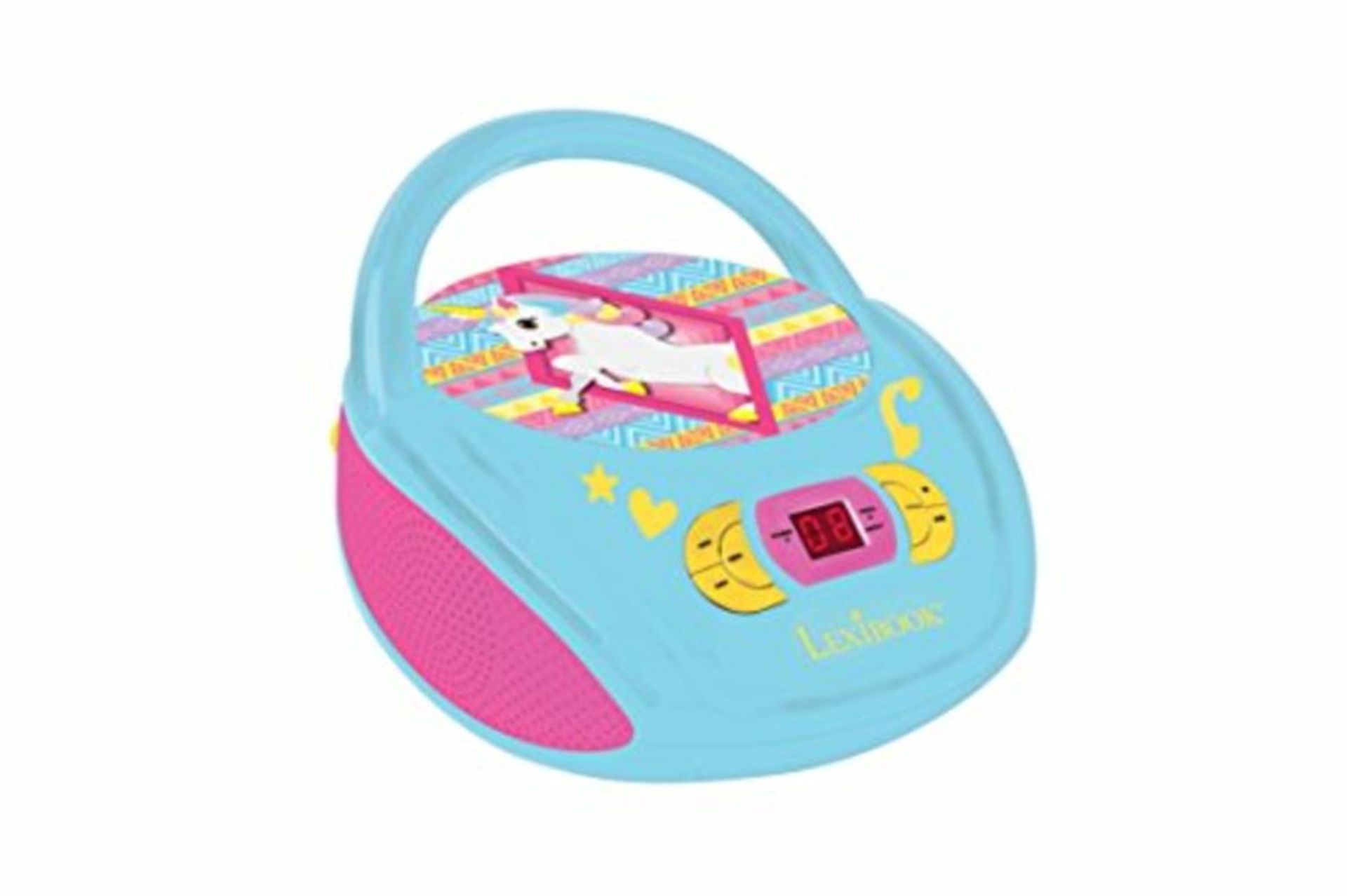 Lexibook CD Player Unicorn, AUX-in Jack, USB Port, AC or Battery-Operated, Blue/Pink,