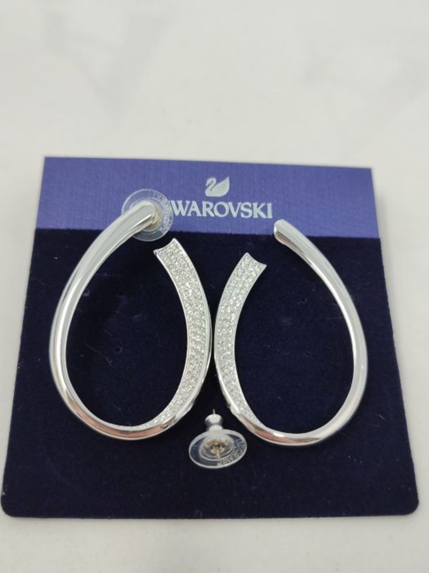 RRP £99.00 [CRACKED] Swarovski Ribbon Hoop Earrings, White Pavé Crystal in a Rhodium Plated Sett - Image 3 of 3